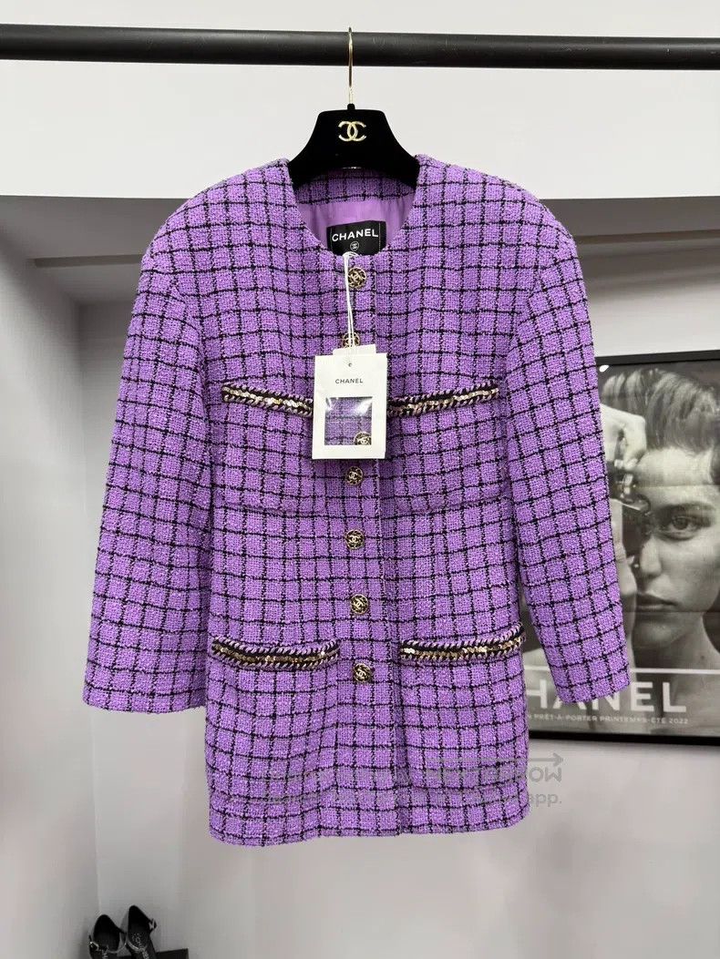 Chanel Chanel Purple plaid four-pocket woven coat Size XS / US 0-2 / IT 36-38 - 1 Thumbnail
