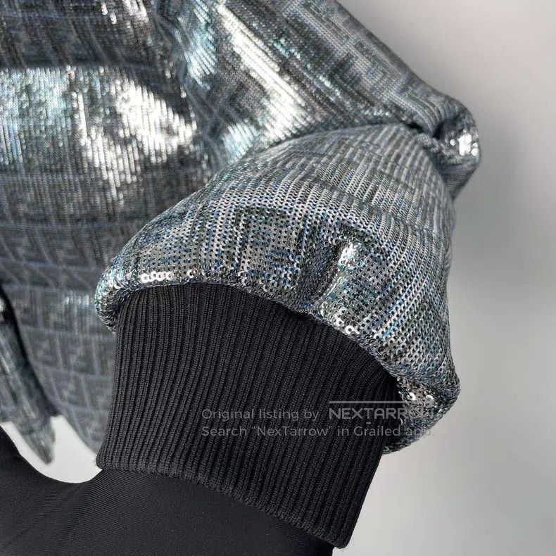 Fendi Fendi Sequined Hooded Down Jacket, Silver Size S / US 4 / IT 40 - 8 Thumbnail