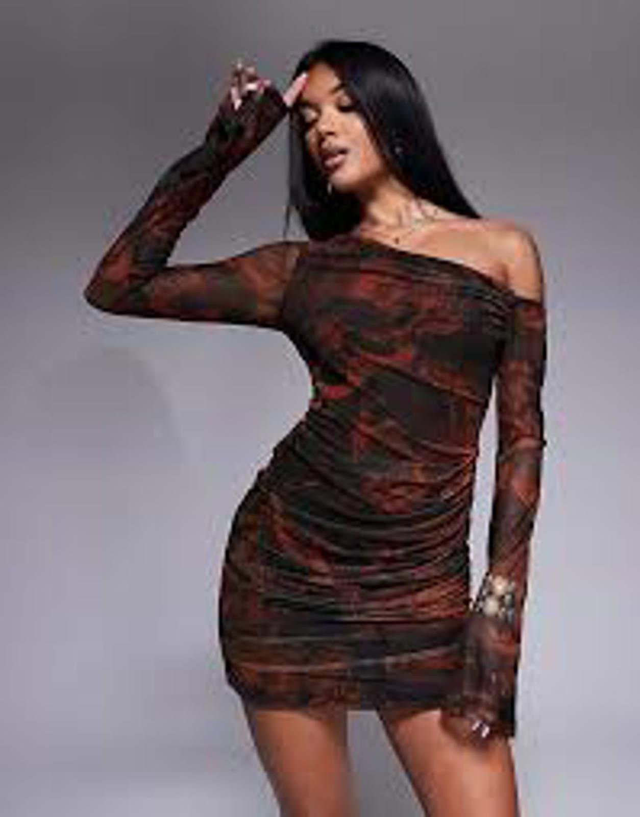 Other NWT off-shoulder mesh mini dress with ruffle fluted sleeves Size S / US 4 / IT 40 - 1 Thumbnail
