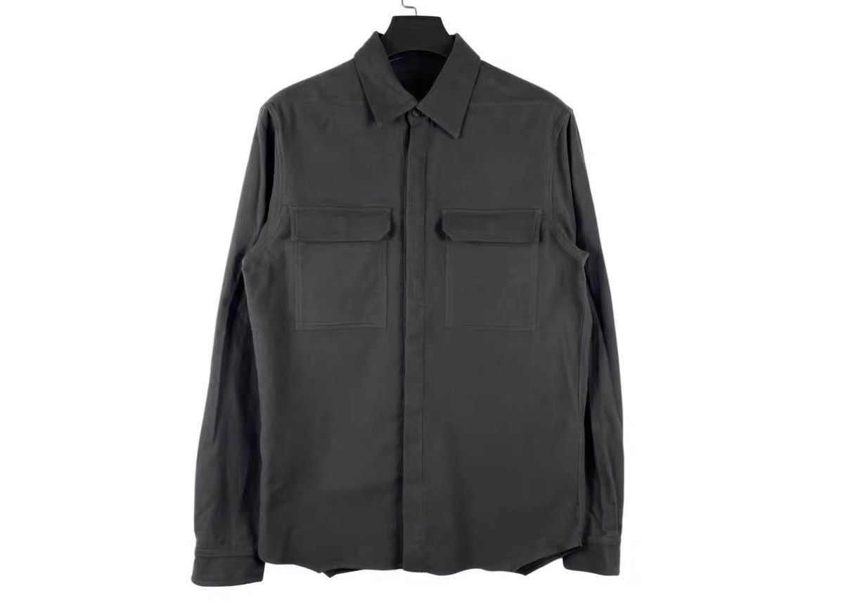 Rick Owens Gray Long-Sleeve Button-Up Shirt Size M Size US M / EU 48-50 / 2 - 1 Thumbnail