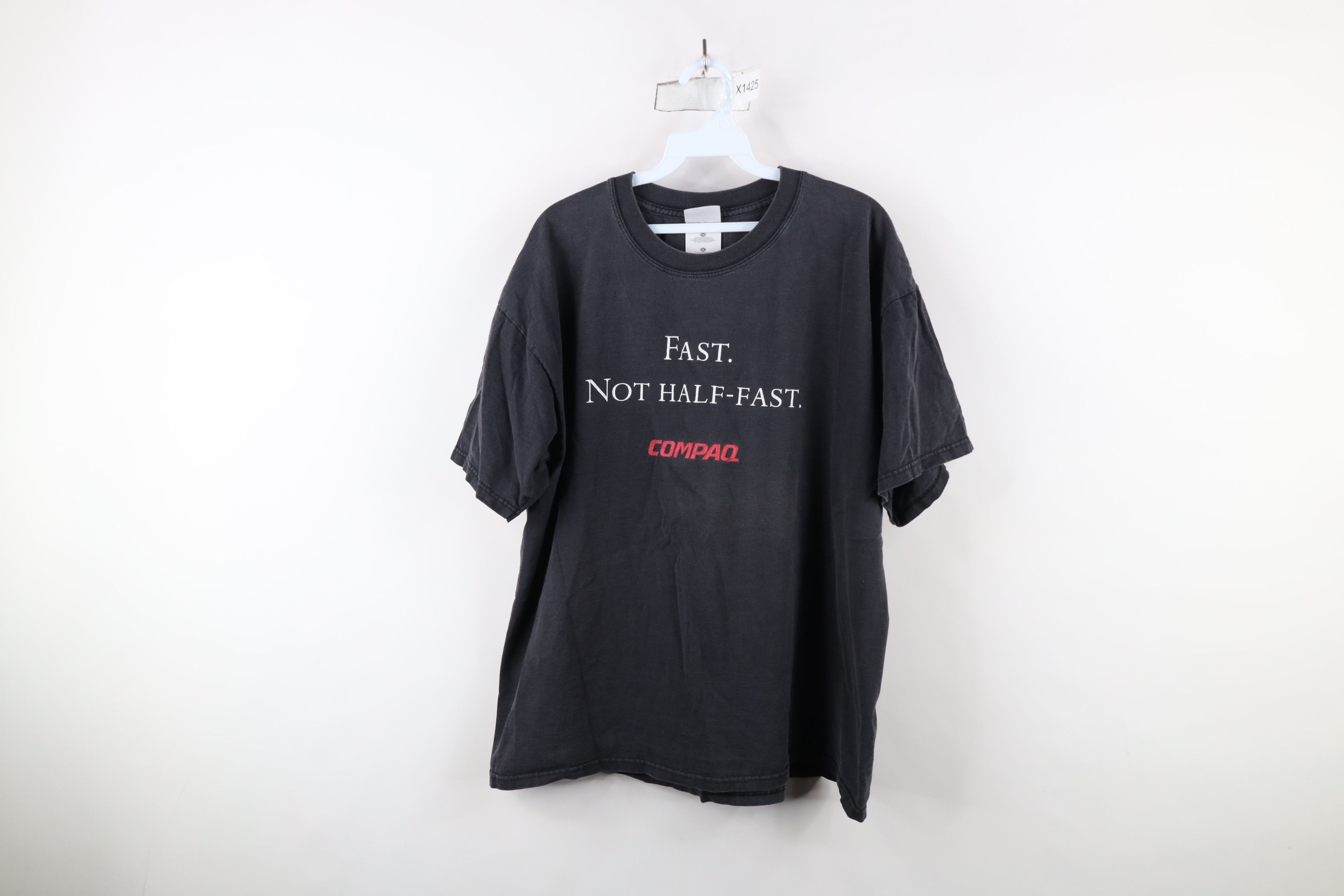 Vintage Vintage 90s Y2K Spell Compaq Computers Fast T-Shirt Black Size US XL / EU 56 / 4 - 1 Thumbnail