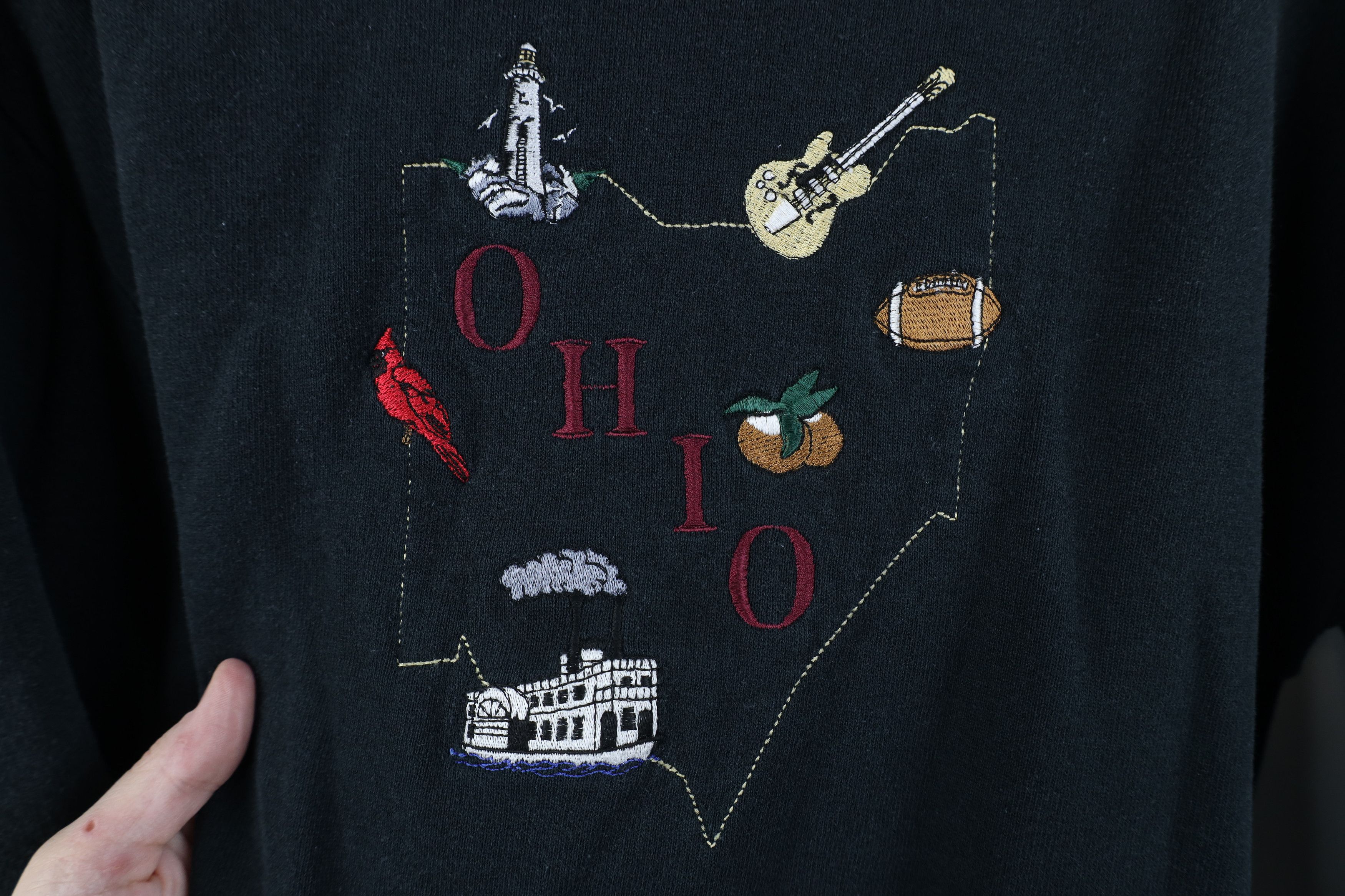 Vintage Vintage 90s State of Ohio Crewneck Sweatshirt Black USA Size M / US 6-8 / IT 42-44 - 4 Thumbnail