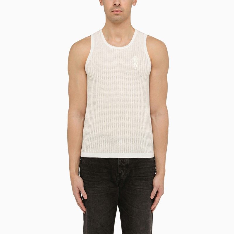 image of Amiri Beige Cotton And Linen Tank Top in White, Men's (Size Medium)