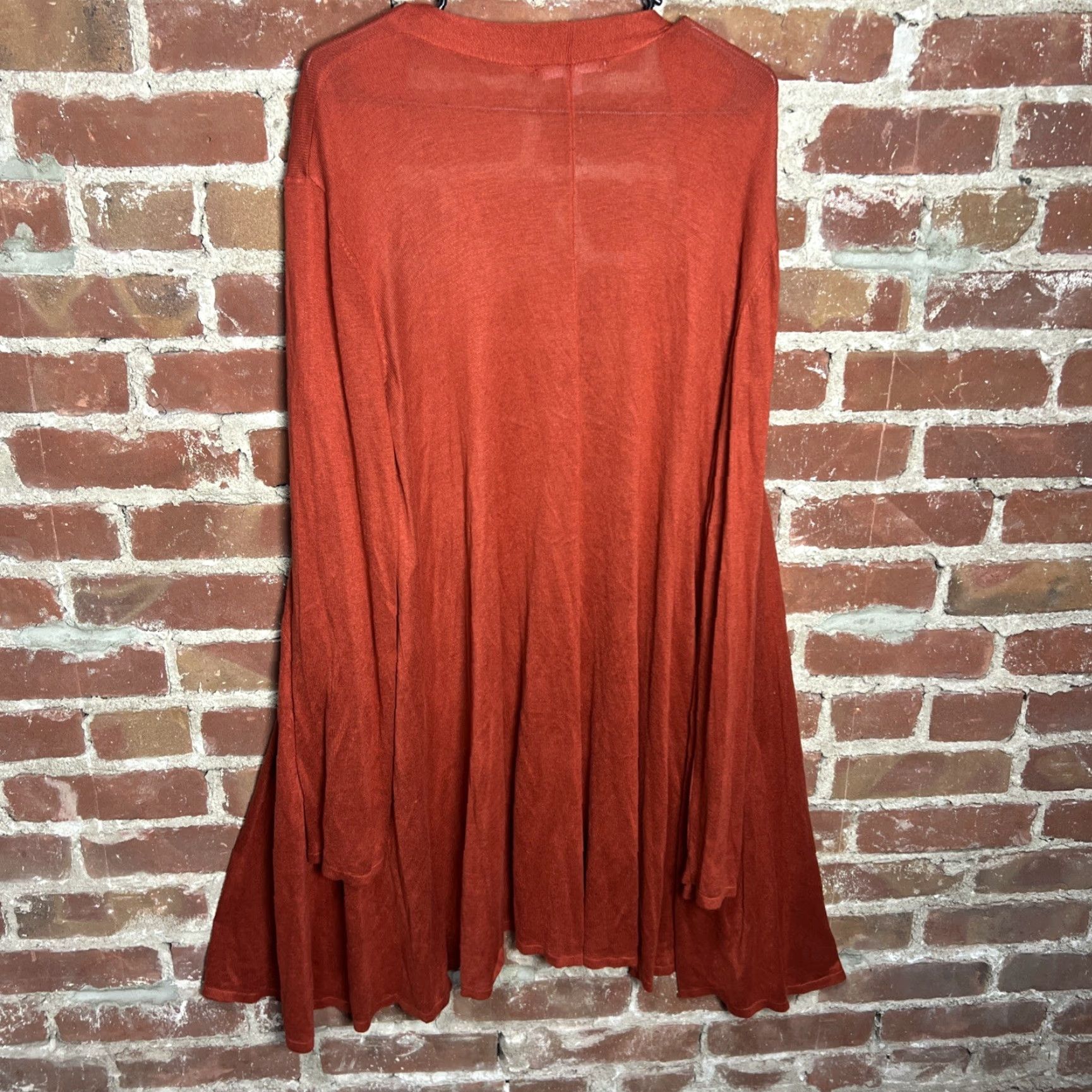 Vintage VINTAGE Woman Within Cardigan ORANGE Plus Size 2X Knit Open Sleeve Long Sleeve Business Casual Travel Workwear Women Buttonless Cardigan Size XXL / US 16-18 / IT 52-54 - 3 Thumbnail