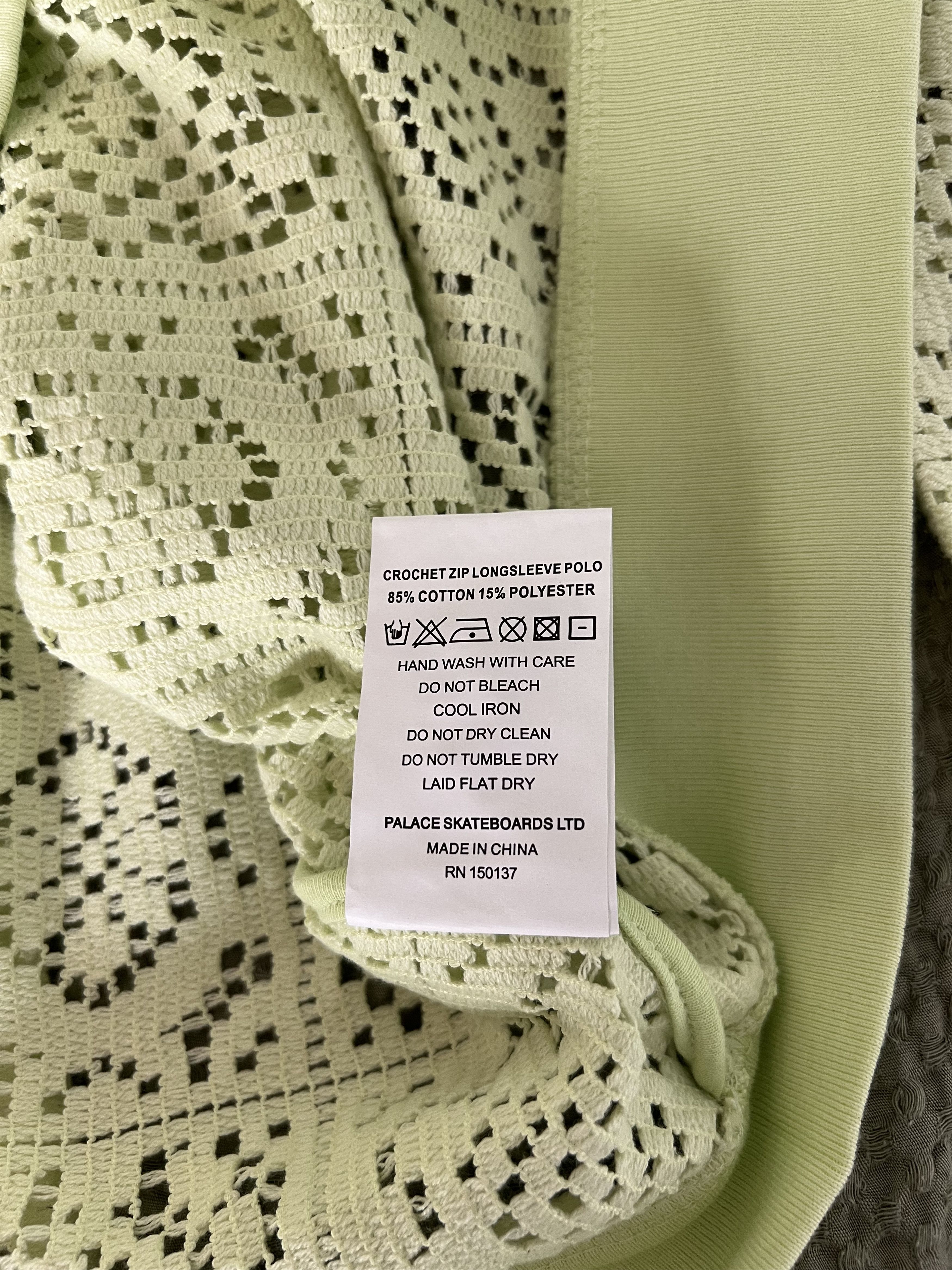 Palace Crochet Zip Long Sleeve in Lime Green