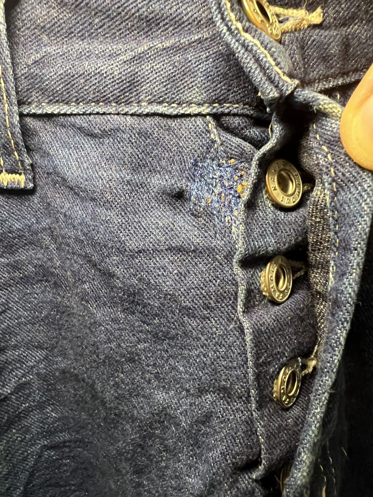 Naked & Famous Vintage Naked & Famous faded raw selvedge denim blue jeans Size US 31 - 17 Thumbnail
