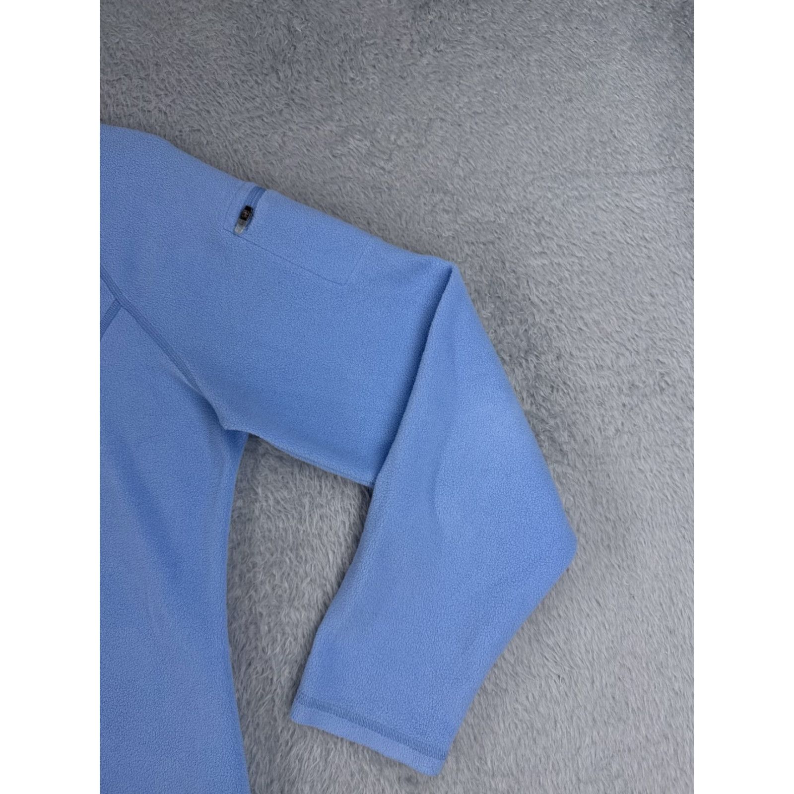 Vintage LL Bean Sweater Womens Large Blue 1/4 Zip 100% Polyester Fleece Mock Neck Size L / US 10 / IT 46 - 2 Thumbnail