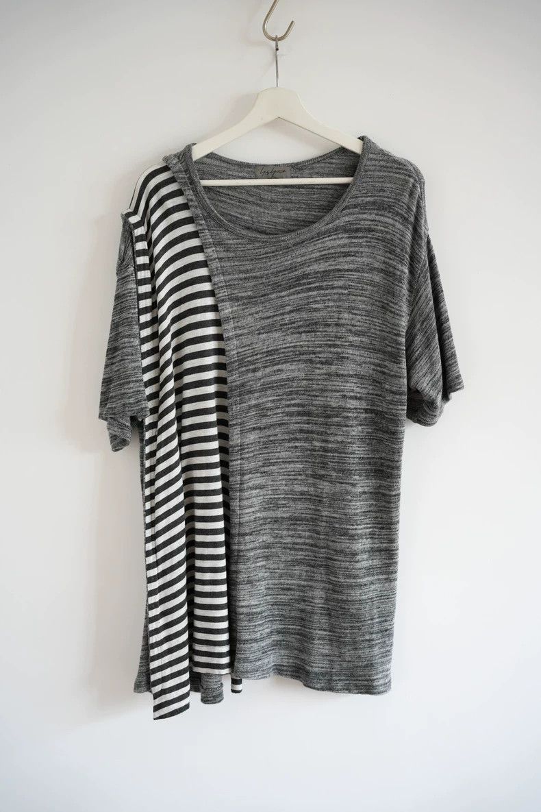 Gray Striped Short Sleeve T-Shirt