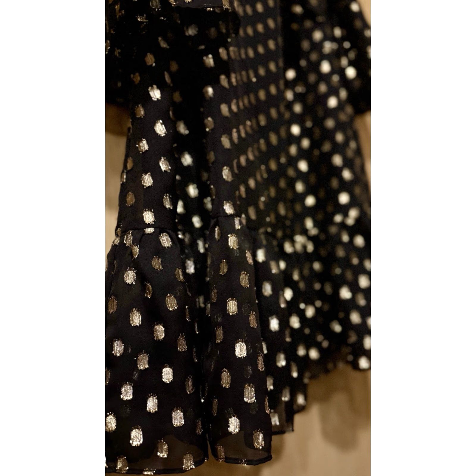 CALVIN KLEIN Women's Polka Dot Black Gold Party Dress Size 8