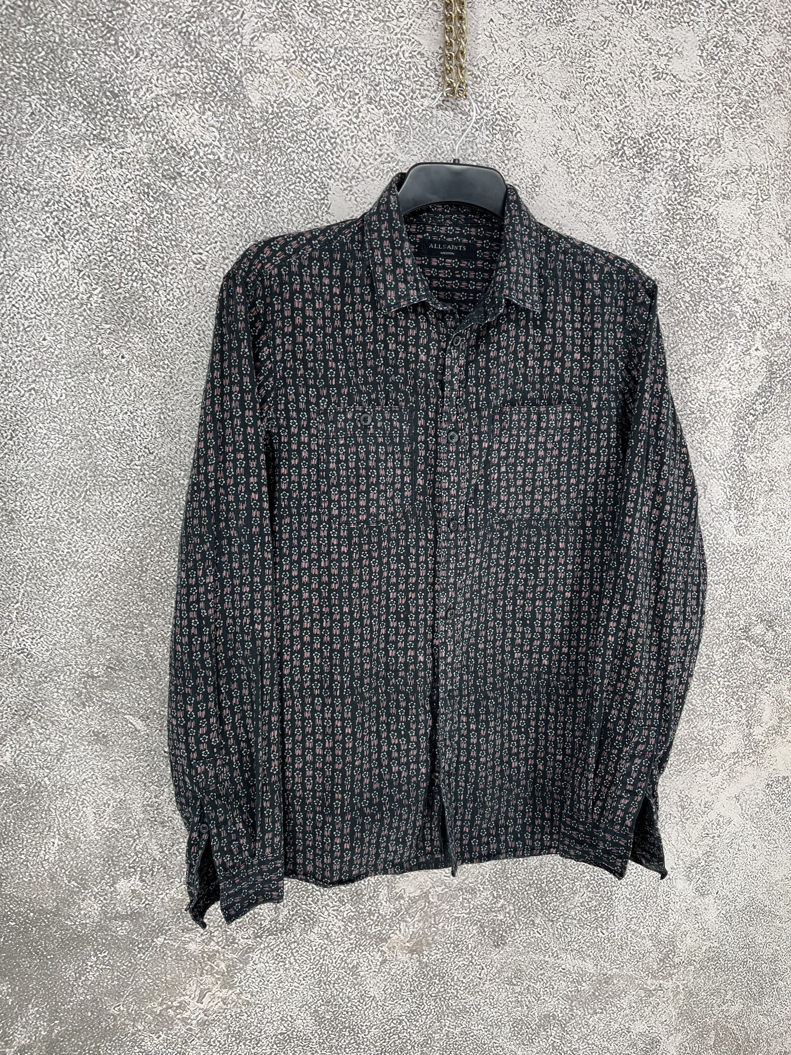 Allsaints AllSaints Gray Button Up Floral Geometric All Over Print Size US M / EU 48-50 / 2 - 2 Thumbnail