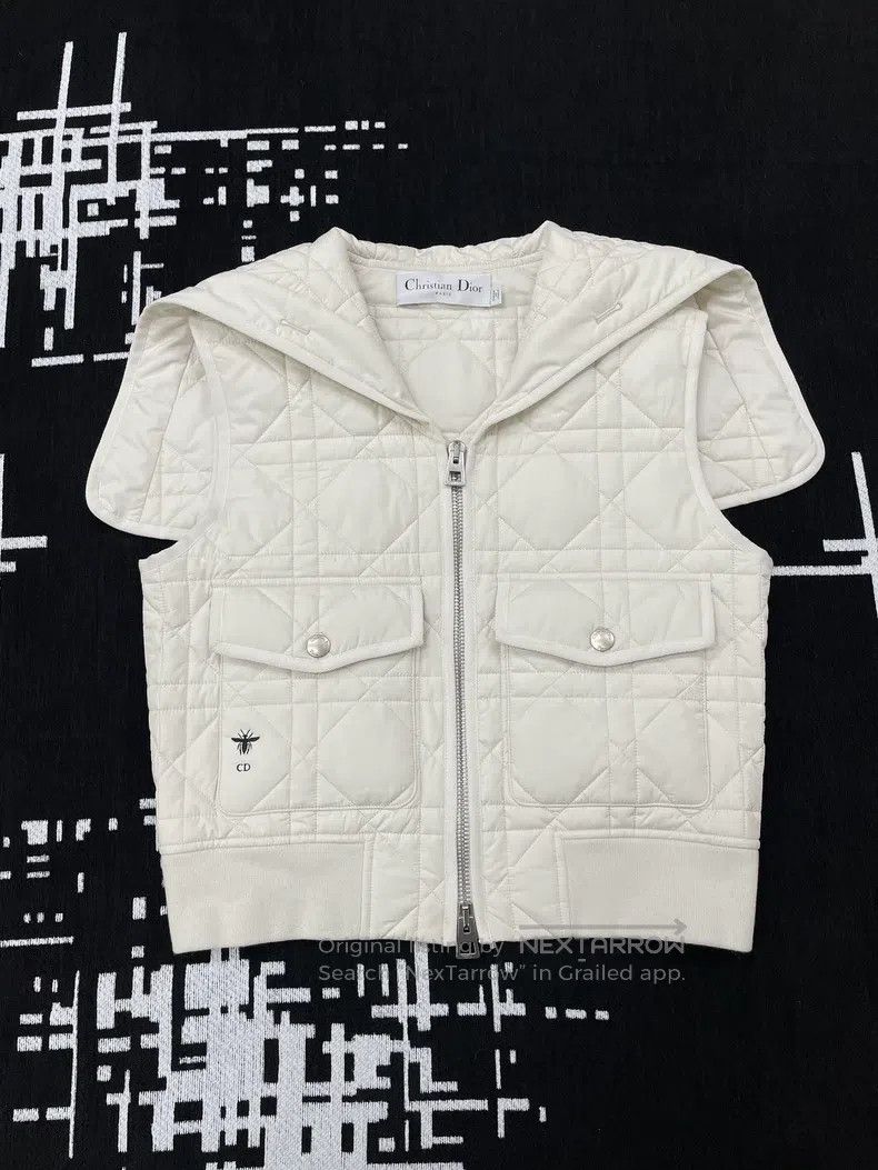 Dior Dior White diamond plaid navy collar down vest jacket Size XS / US 0-2 / IT 36-38 - 1 Thumbnail