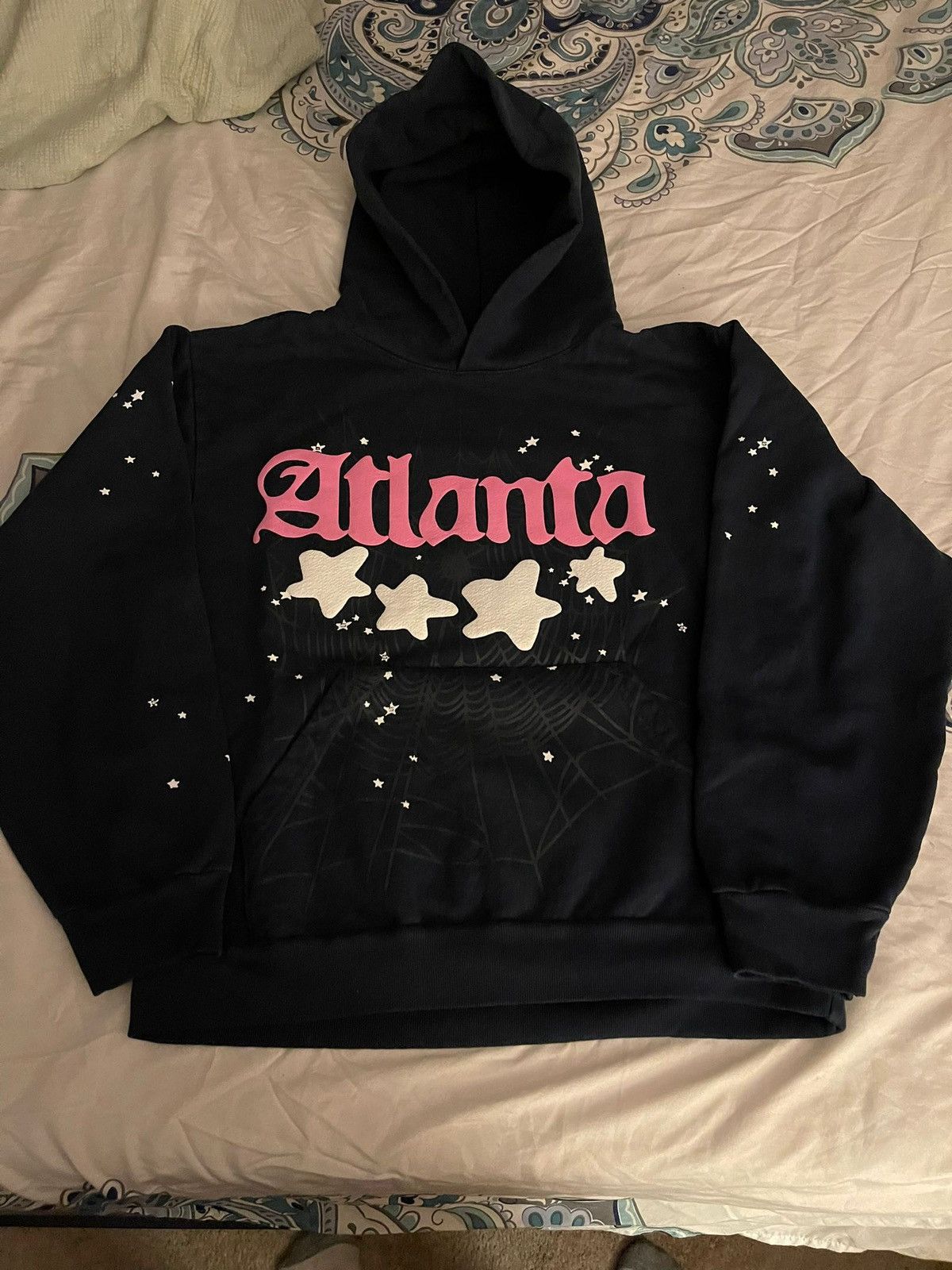 Mens Hoodies Sweatshirts 2023 Navy Blue Sp5der Atlanta Men Women