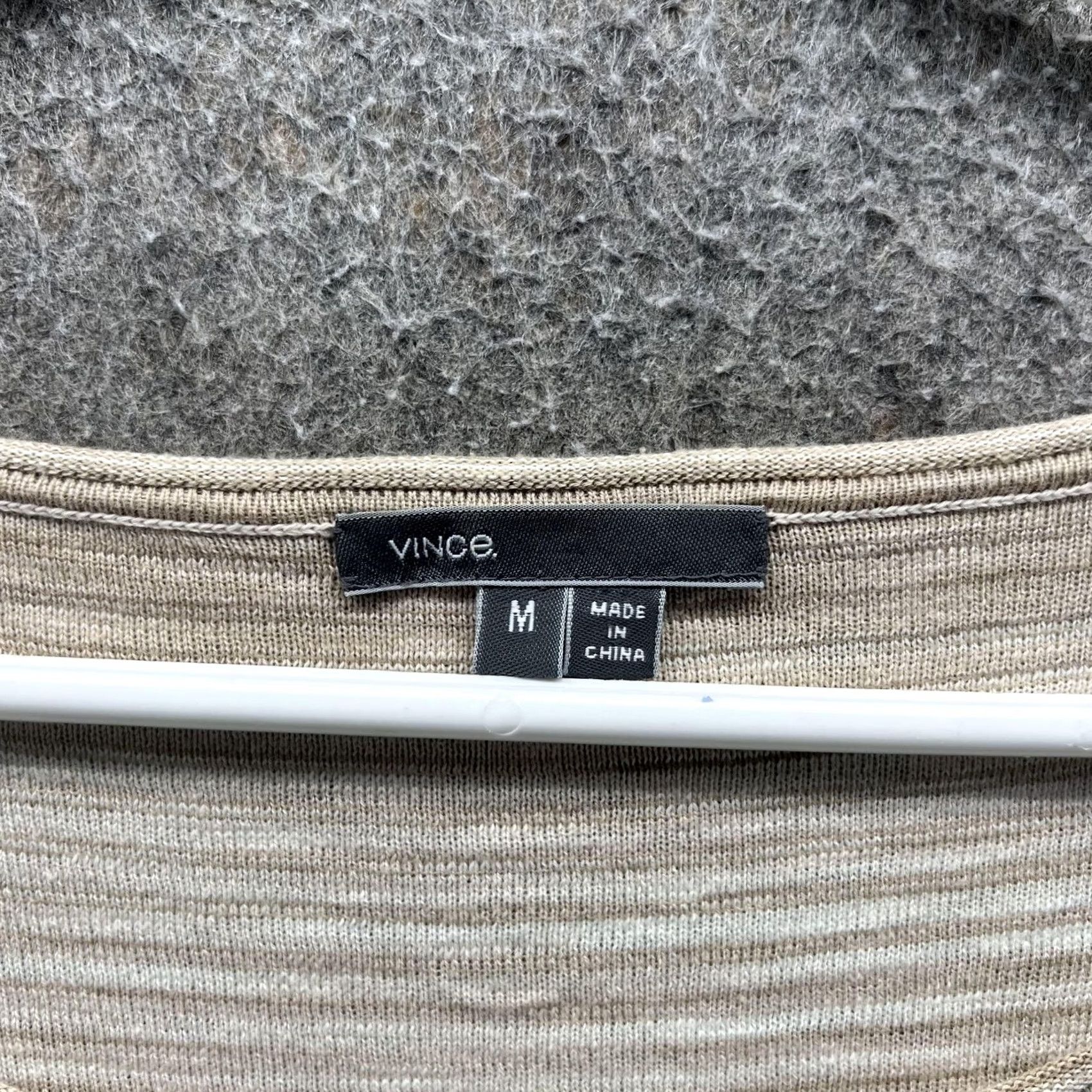 Vince VINCE Shirt Womens Medium Beige Striped Jersey Long Sleeve Relaxed Top Size M / US 6-8 / IT 42-44 - 3 Thumbnail