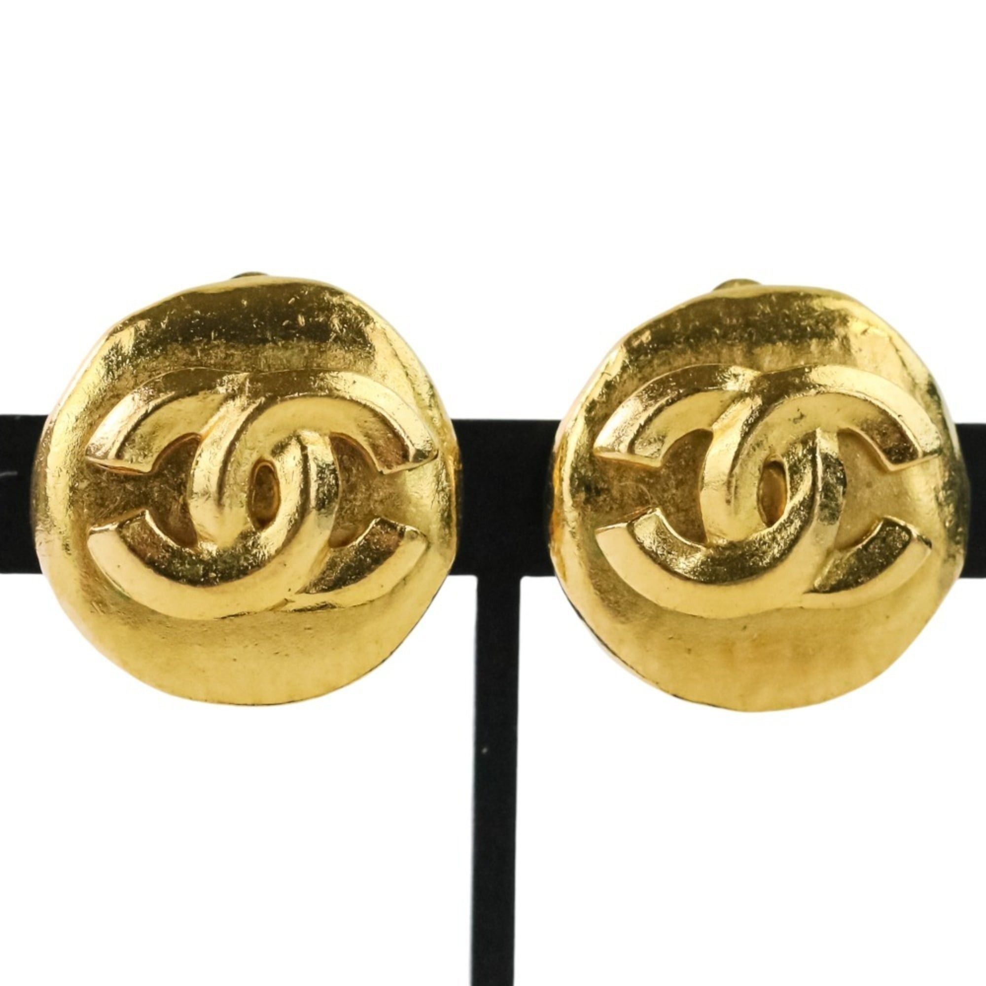 Chanel 96P CHANEL Coco Mark Circle Earrings, Gold, Women's Size ONE SIZE - 1 Thumbnail
