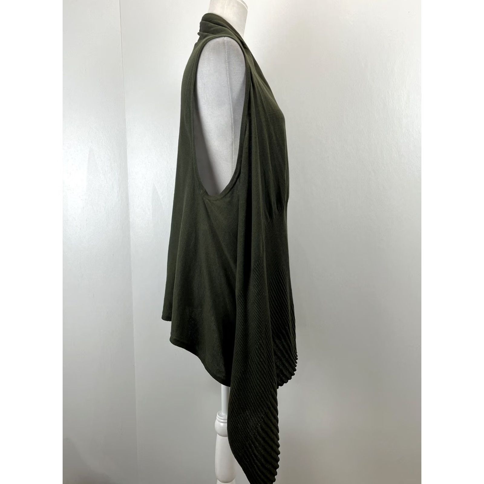 Coldwater Creek Coldwater Creek Vest Sweater Open Front One Size Womens Olive Green Boho Festival Knit Cardigan Size ONE SIZE - 4 Thumbnail