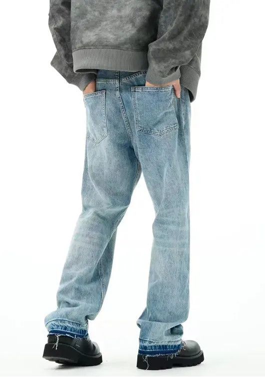 VIBE American street washed loose versatile ripped straight jeans Size US 32 / EU 48 - 4 Thumbnail
