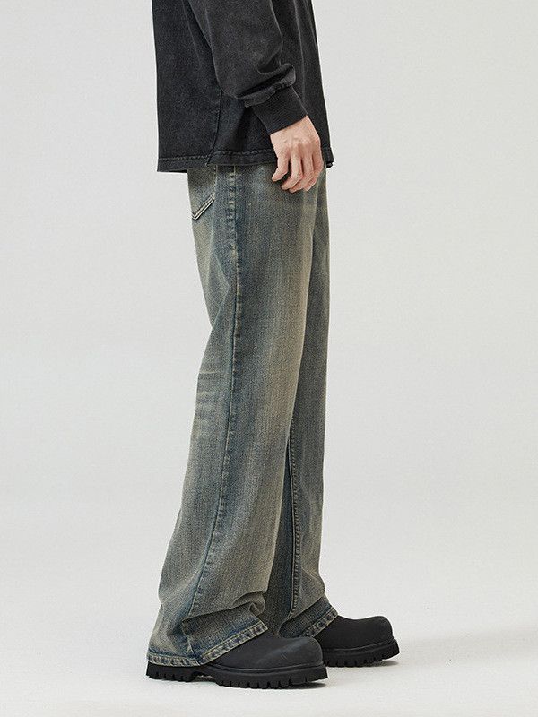 Japanese Brand Men's Washed Casual Bootcut Jeans Size US 32 / EU 48 - 5 Thumbnail