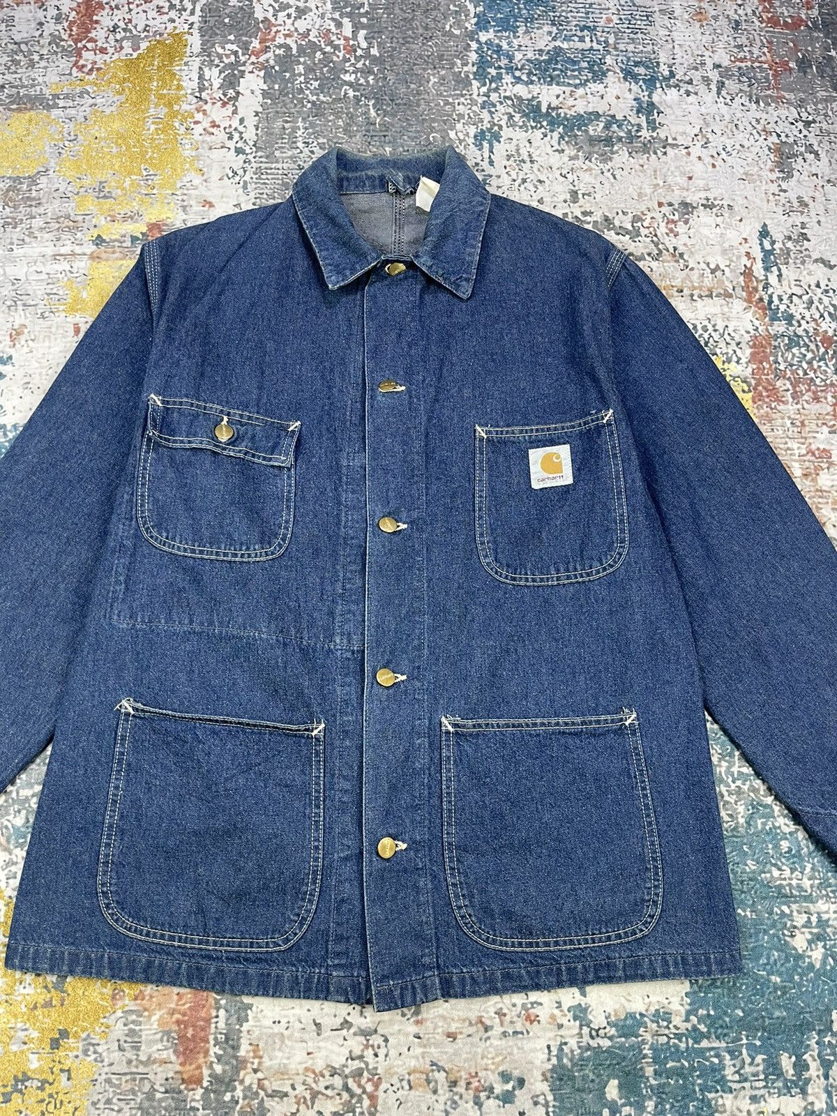 Carhartt Vtg 90s Carhartt Denim 5 Pocket Denim Chore Jackets Size US M / EU 48-50 / 2 - 2 Thumbnail
