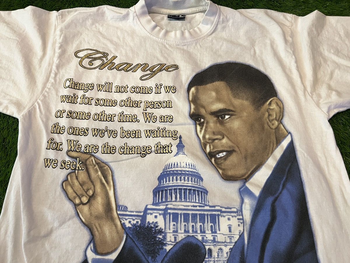 Other VTG 2008 Barack Obama CHANGE AOP Y2K White T-Shirt Size US XL / EU 56 / 4 - 2 Thumbnail