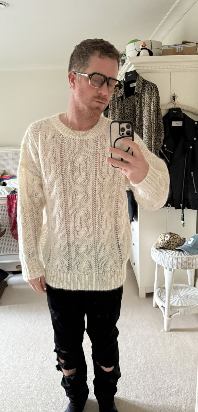 Celine $1.4k FW22 Celine boxy Aran sweater in mohair fisherman M Size US M / EU 48-50 / 2 - 16 Thumbnail