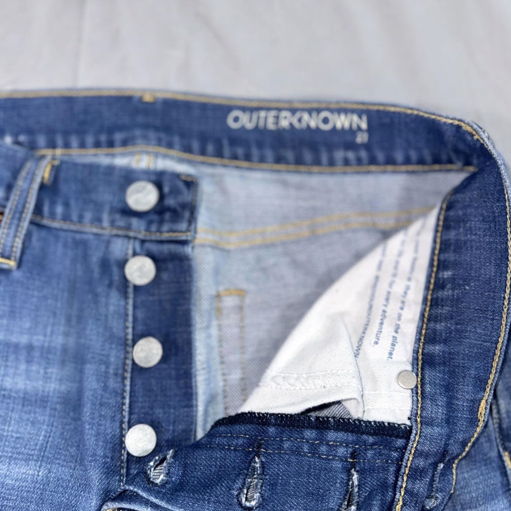 Outerknown Outerknown Jeans Womens 27 Blue S.E.A. Slim Straight Button Fly Denim Made USA Size 27" / US 4 / IT 40 - 3 Thumbnail