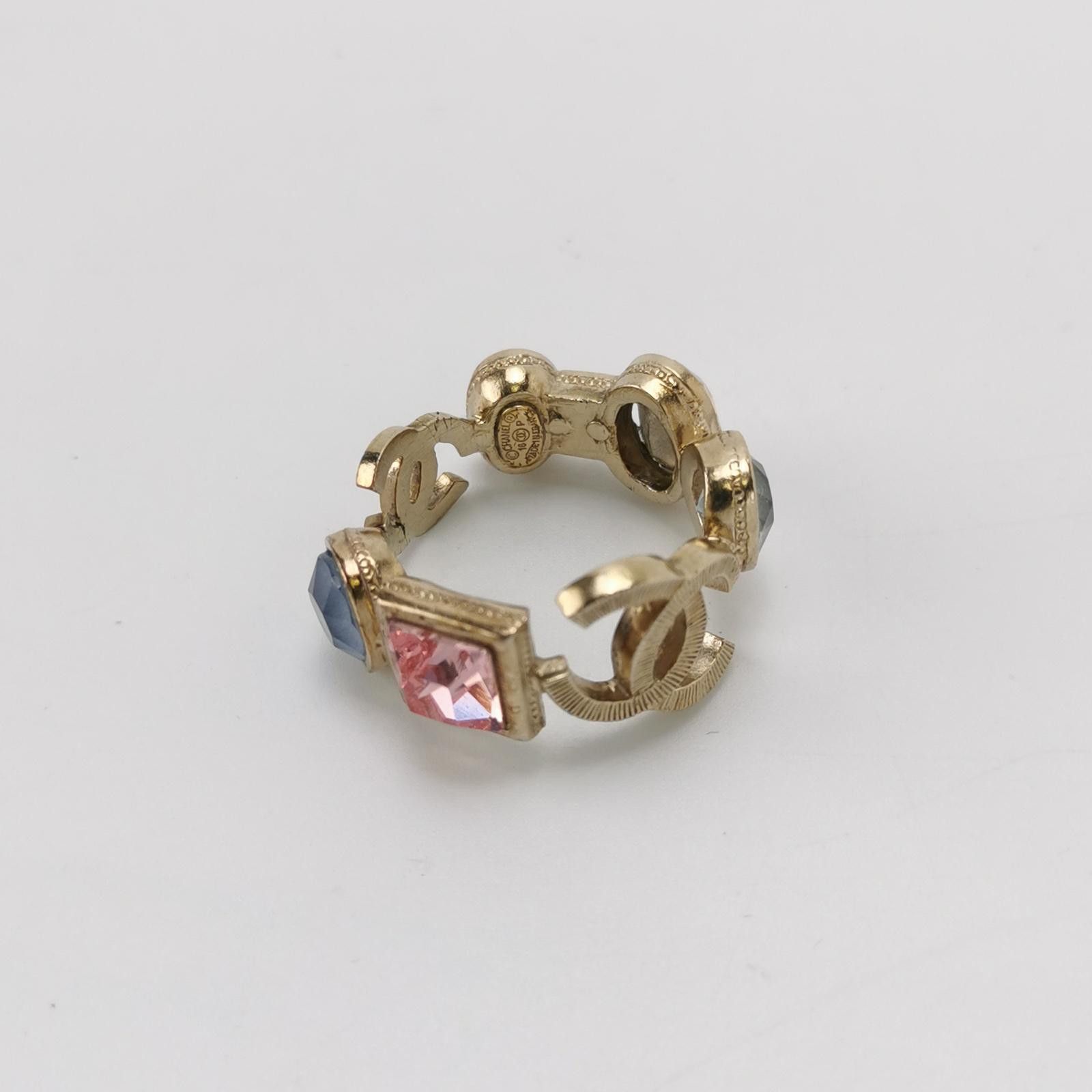 Chanel Chanel Crystal Double C Logo Ring Size 14 -z2505 Size ONE SIZE - 4 Thumbnail