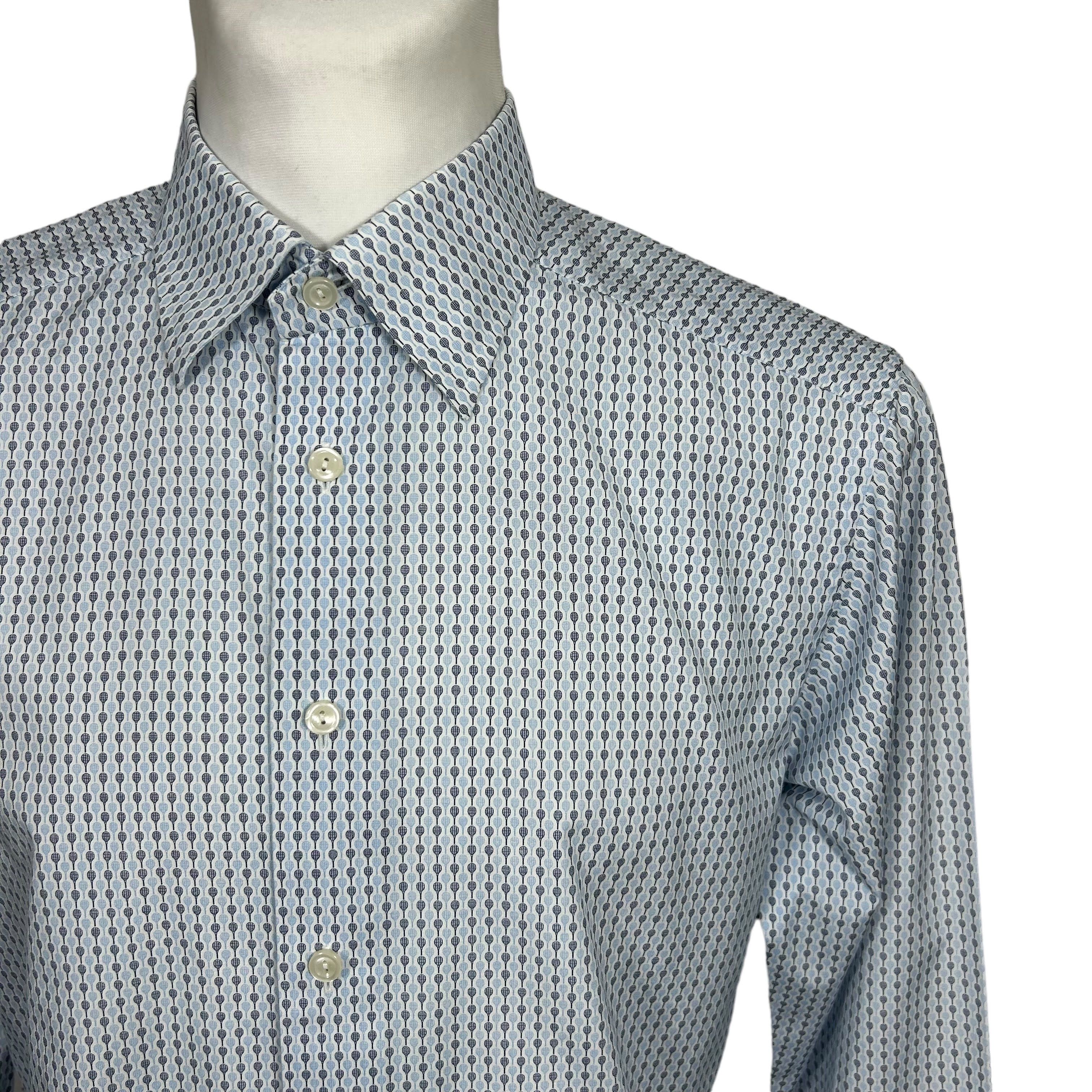 Eton Eton Slim Fit Poplin Blue Tennis Racquet Shirt 40 15 3/4 Size 40R - 3 Thumbnail