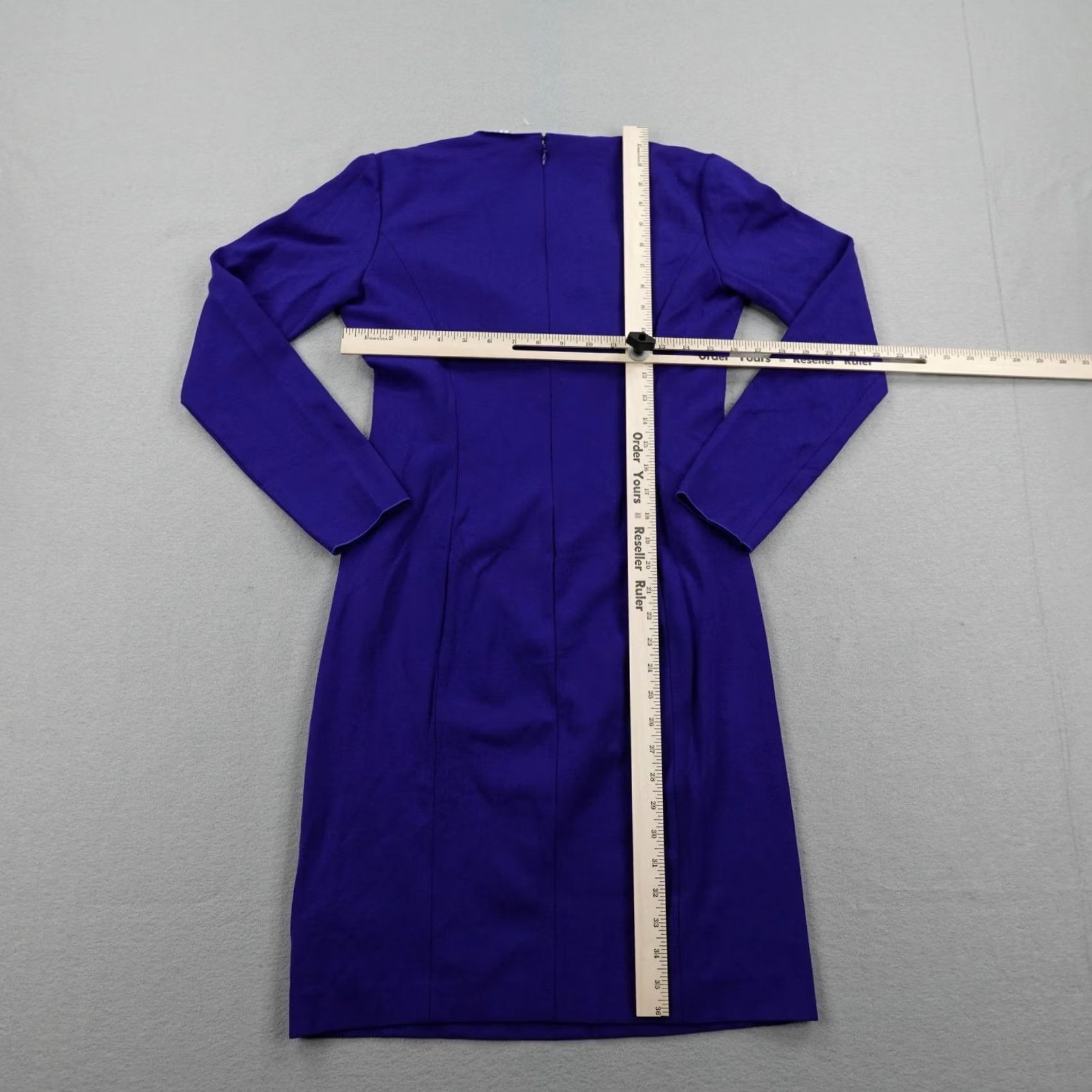 Armani Armani Collezioni Dress Womens Blue Sheath Knee Length V Neck Long Sleeve 8 Size M / US 6-8 / IT 42-44 - 6 Thumbnail