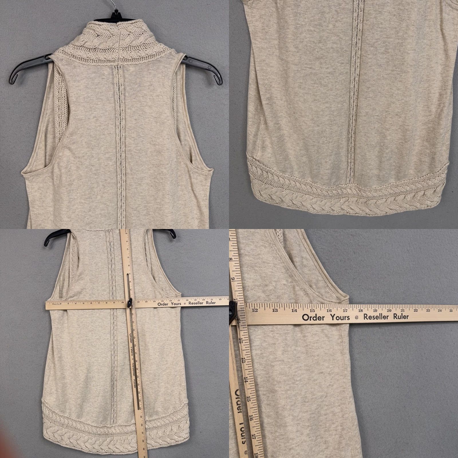 Banana Republic Banana Republic Sweater Vest Womens Medium Beige Collared Cable Knit Open Front Vest Size M / US 6-8 / IT 42-44 - 8 Thumbnail