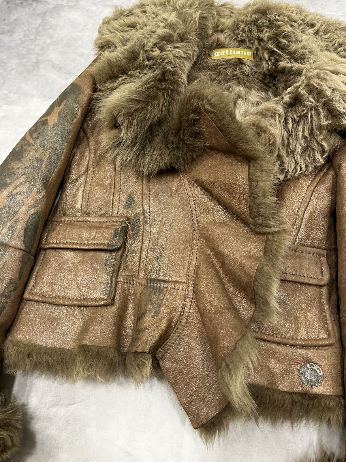 John Galliano Galliano FW2008 Sheepskin Leather Fur Jacket Size L / US 10 / IT 46 - 3 Thumbnail