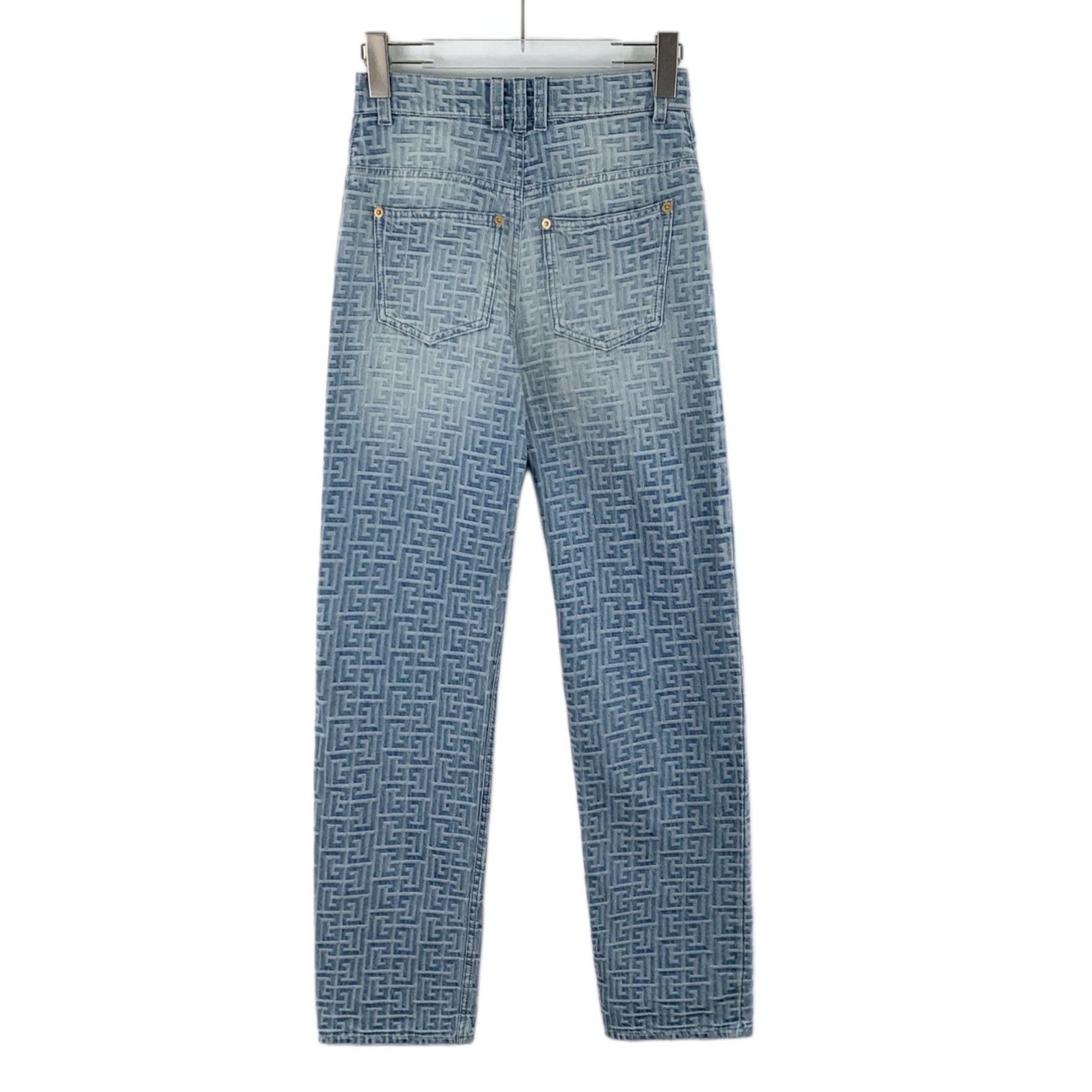 Balmain Balmain Logo Print Denim Pants Blue (34) Size 25" / US 0 / IT 36 - 2 Thumbnail