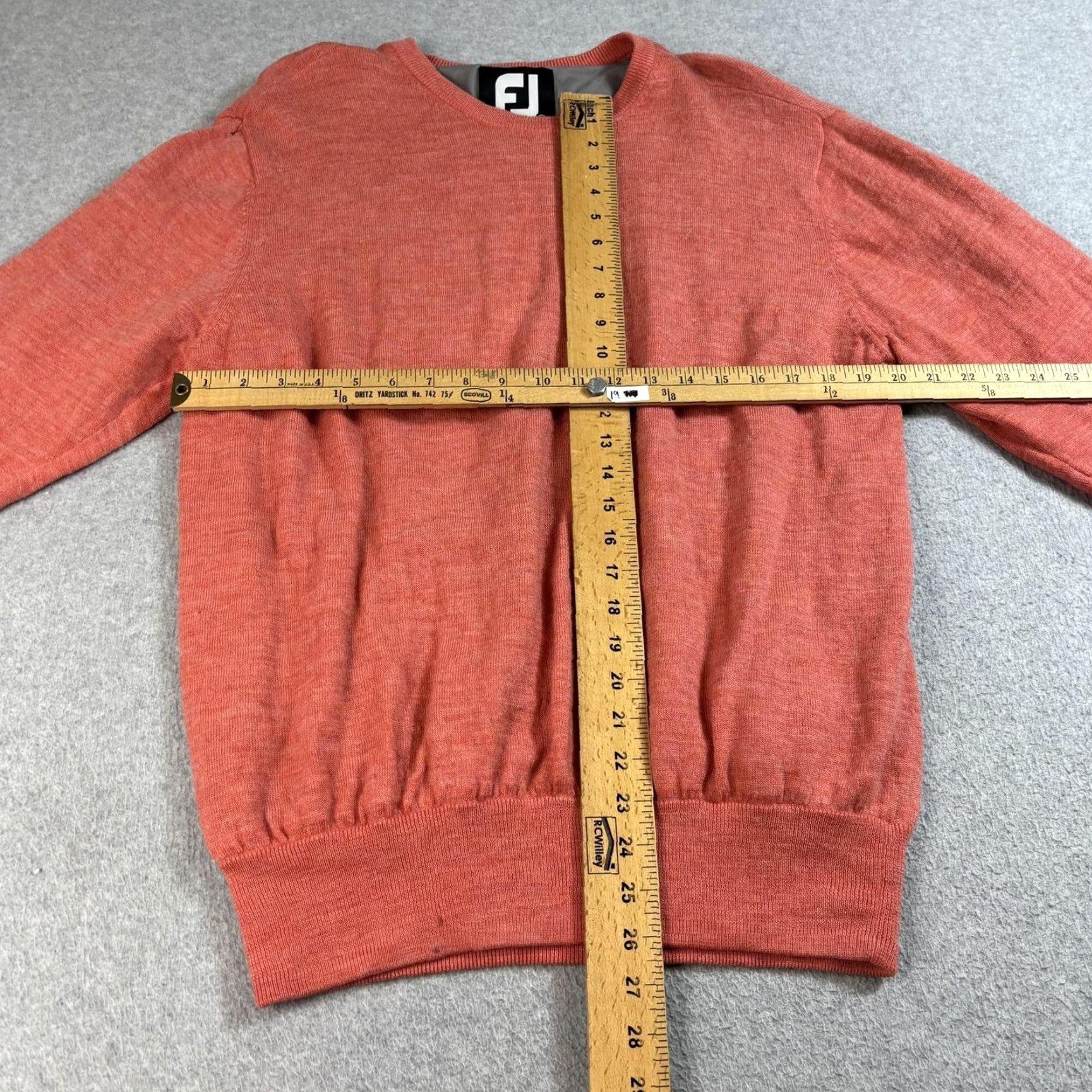 Footjoy FootJoy Mens Large Orange Wool Sweater Crewneck Lined Golf Pullover Knit Layer Size US L / EU 52-54 / 3 - 6 Thumbnail