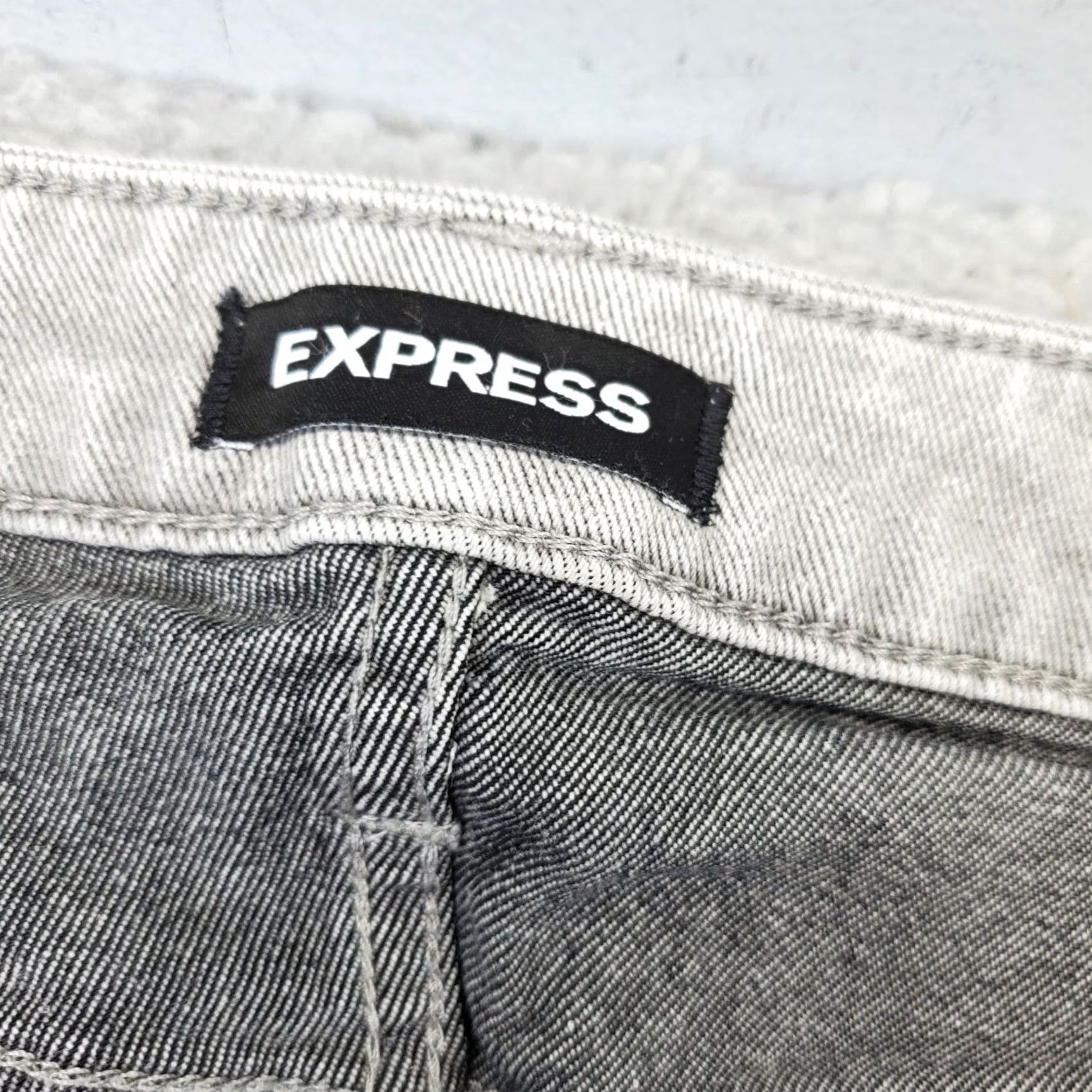 Express Express Men Gray Denim Classic Jeans 36 Slim Skinny Stretch Flat Front Jeans Size US 36 / EU 52 - 6 Thumbnail