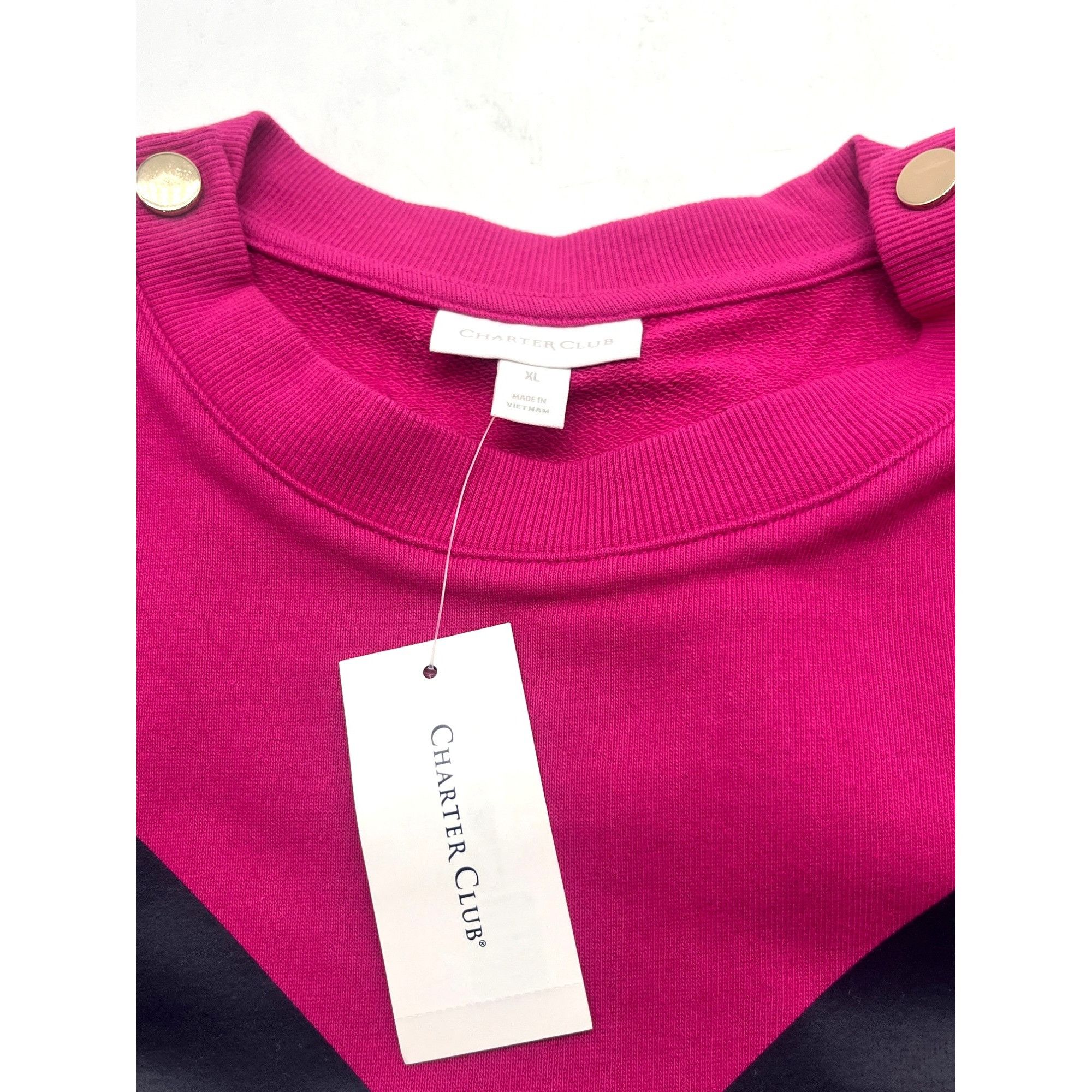 Other Charter Club Chevron Button-Shoulder Top, Pink Tutu, XL Size XL / US 12-14 / IT 48-50 - 6 Thumbnail
