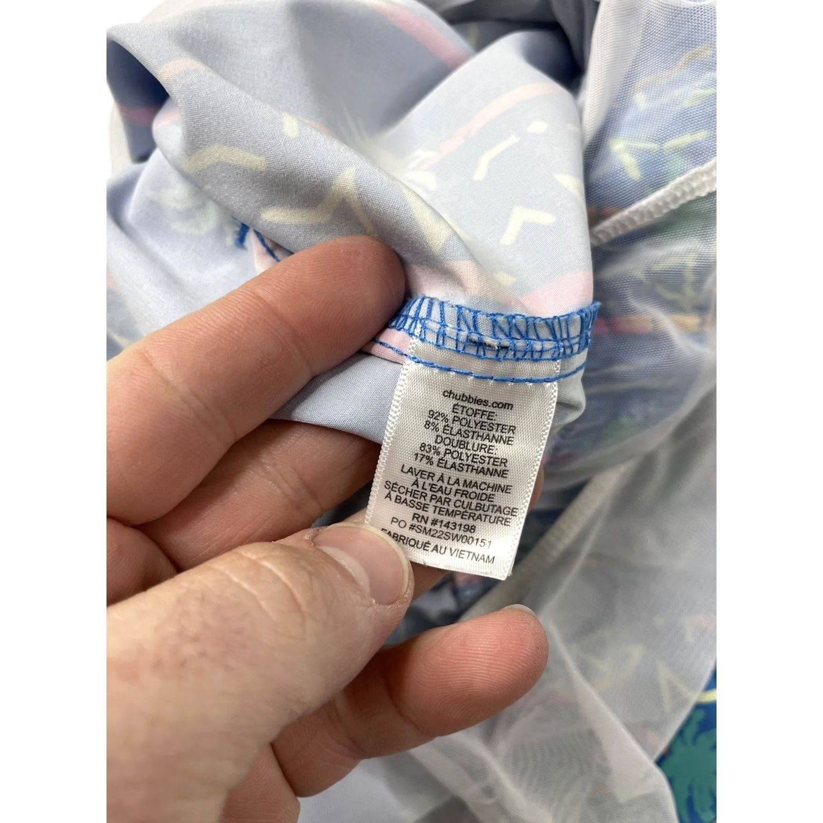Chubbies Chubbies Swim Trunks XXL Blue Tropical Geometric Lined Drawstring Size ONE SIZE - 4 Thumbnail