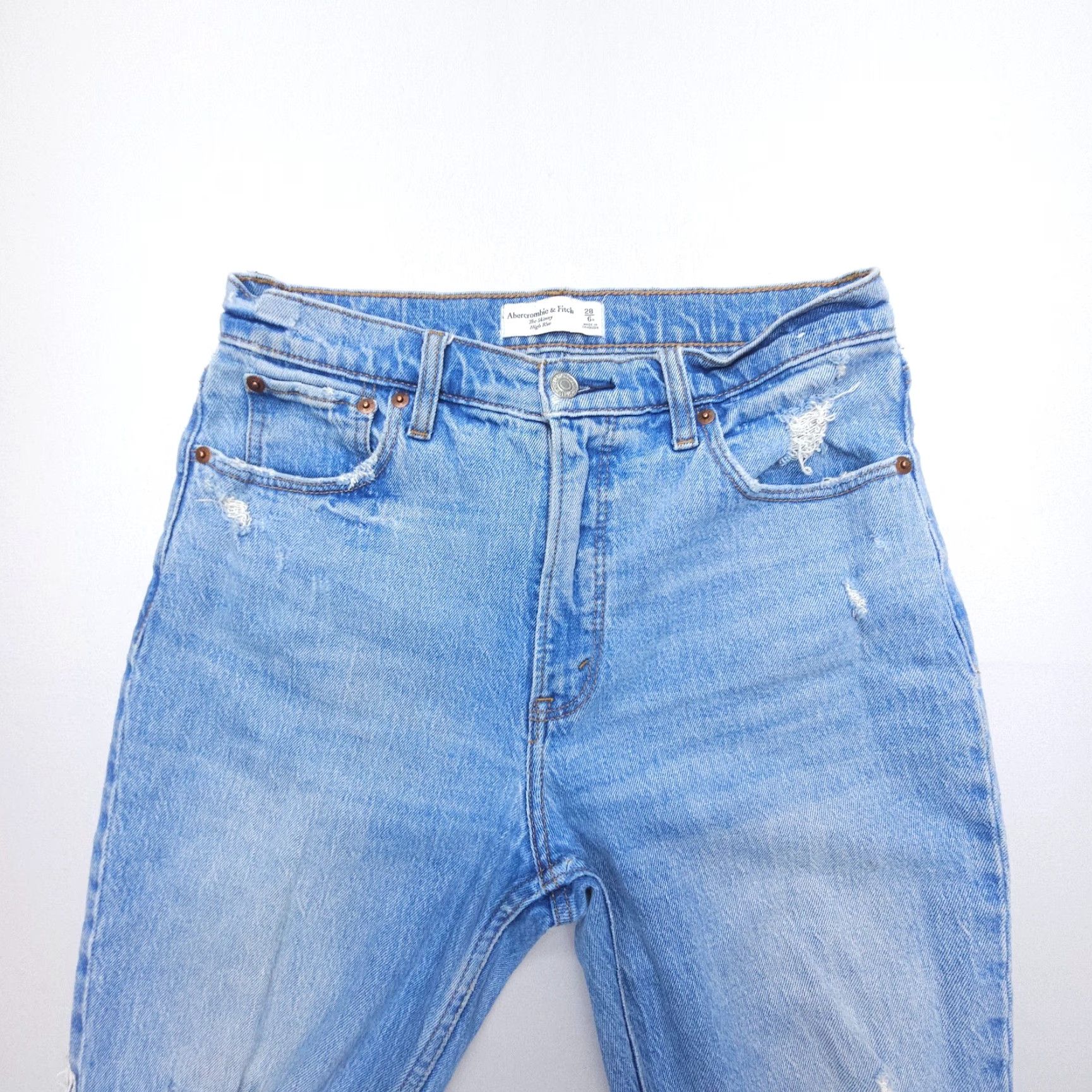 Abercrombie & Fitch Abercrombie & Fitch High Rise Skinny Jeans Size 6 / 28 Blue Distressed Denim Women Regular Material Cotton Blend 5-Pocket Size 28" / US 6 / IT 42 - 6 Thumbnail
