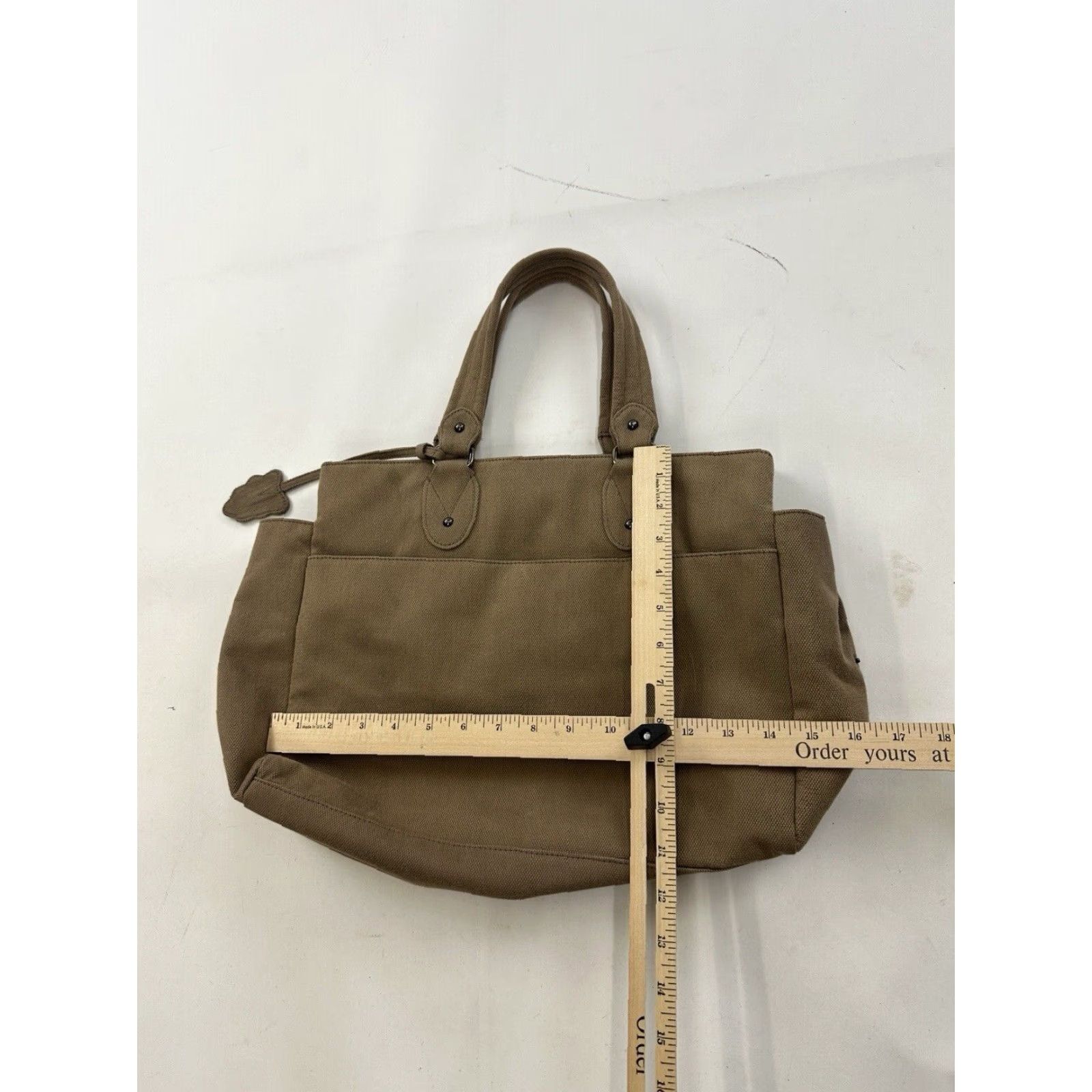 Gap VINTAGE GAP Tote Bag Womens Brown Large Canvas Full Zip Y2K Size ONE SIZE - 7 Thumbnail