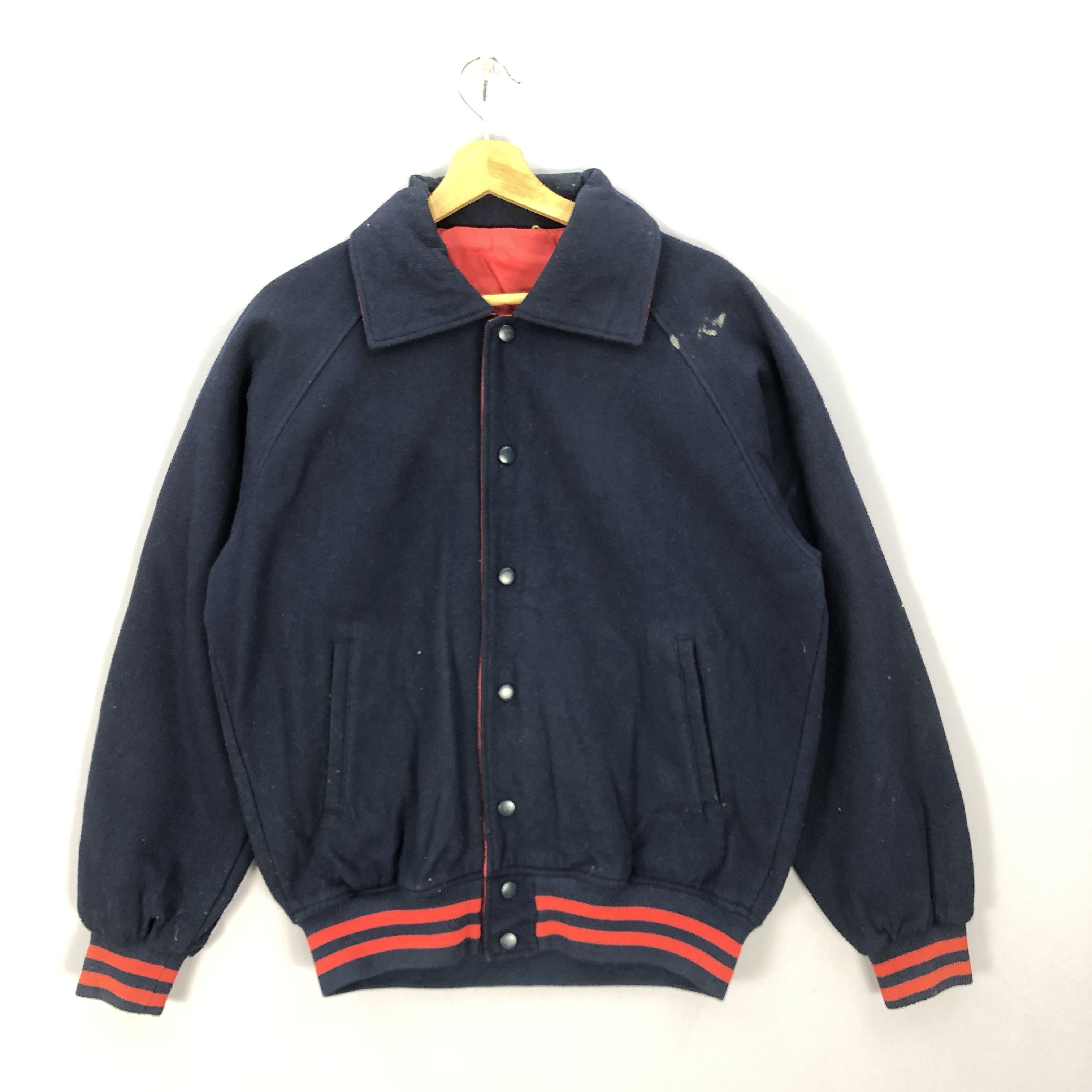 Vintage 90s Descente Varsity Wool Bomber Reversible Jacket