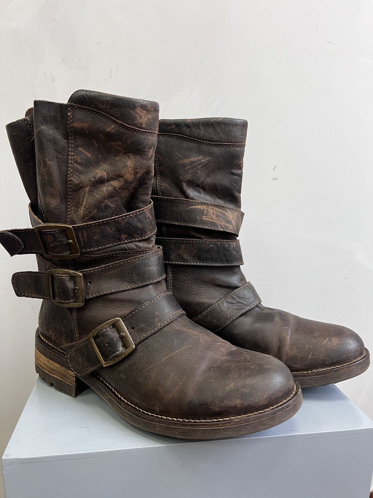 Vintage Leather Cowboy Boots Western Shoes Guidi Style in Brown, Men's (Size 7.5)