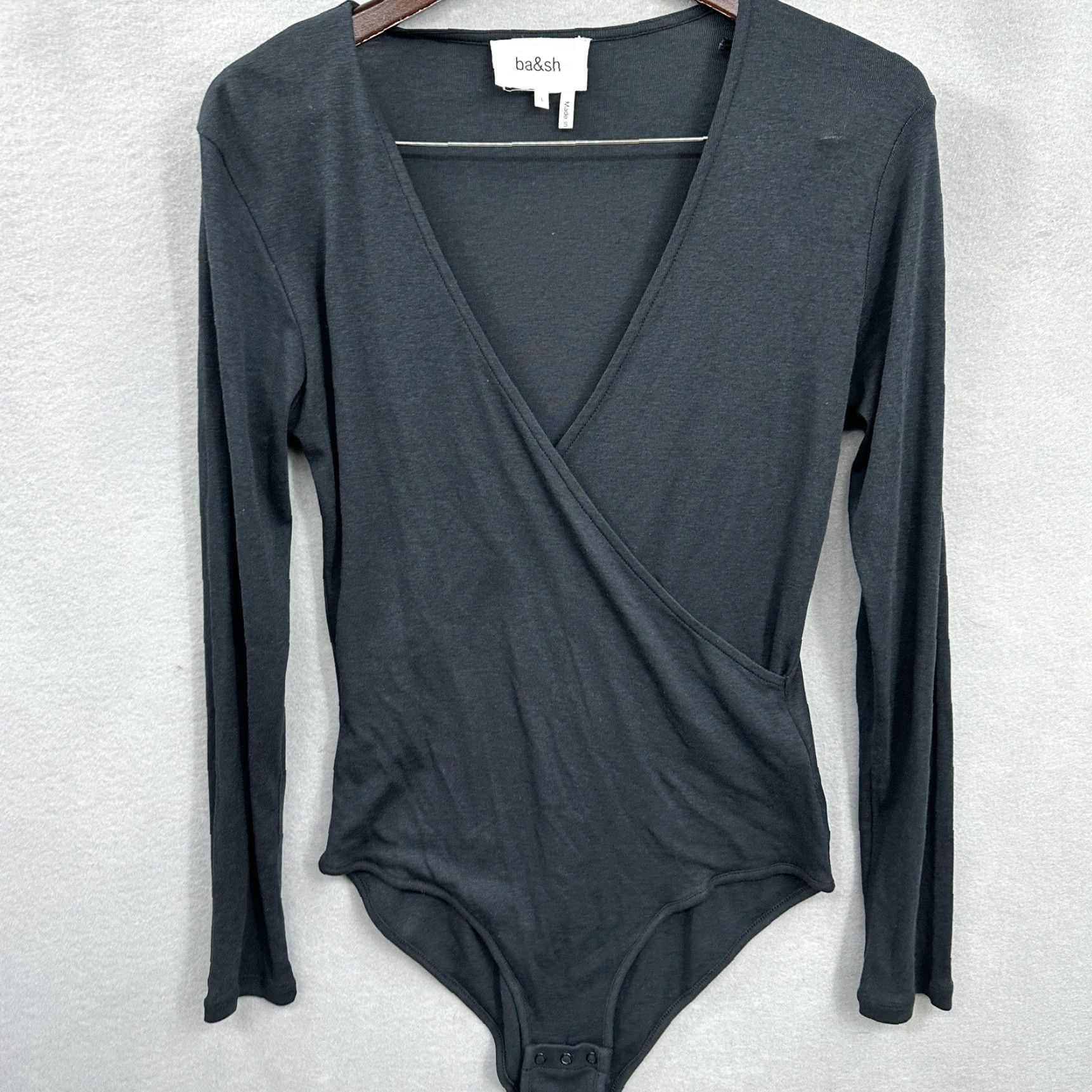 ba&sh ba&sh Bodysuit V Neck Long Sleeve Black Womens L Shaping Casual Business Classic 90s Designer City Size L / US 10 / IT 46 - 2 Thumbnail
