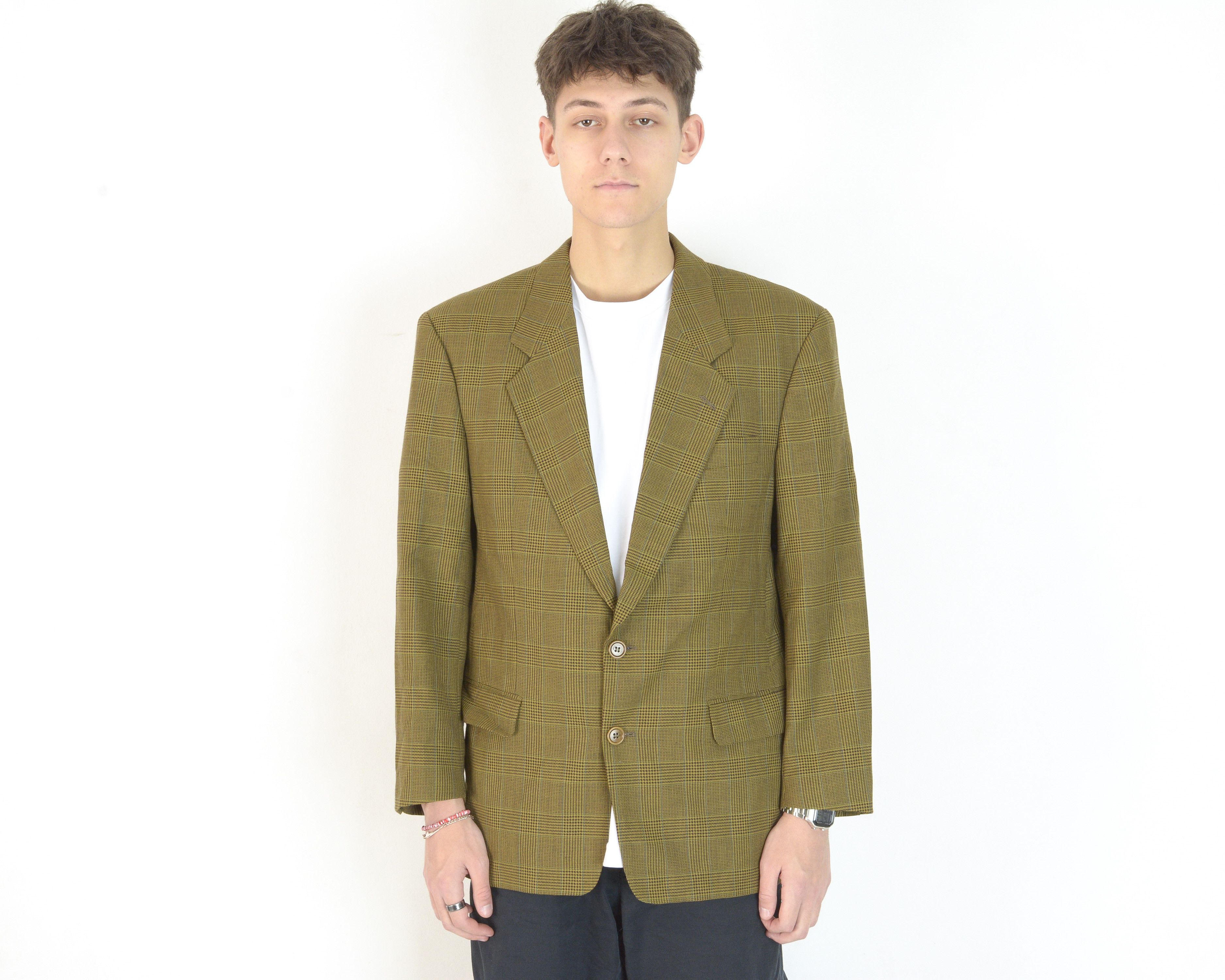 Hugo Corleone Vintage US 40 Blazer Virgin Wool M Jacket Check Size 40R - 1 Thumbnail