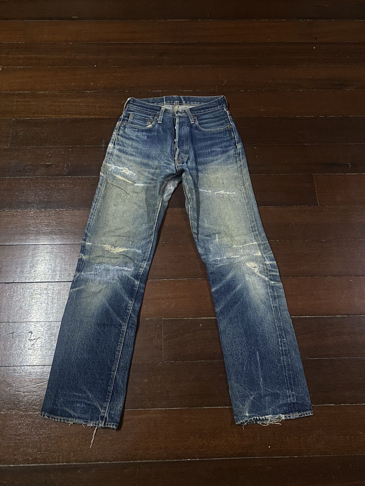 Denime FIRE 🔥 VINTAGE DENIME JAPAN DISTRESSED REWORK FADED JEANS Size US 29 - 1 Thumbnail