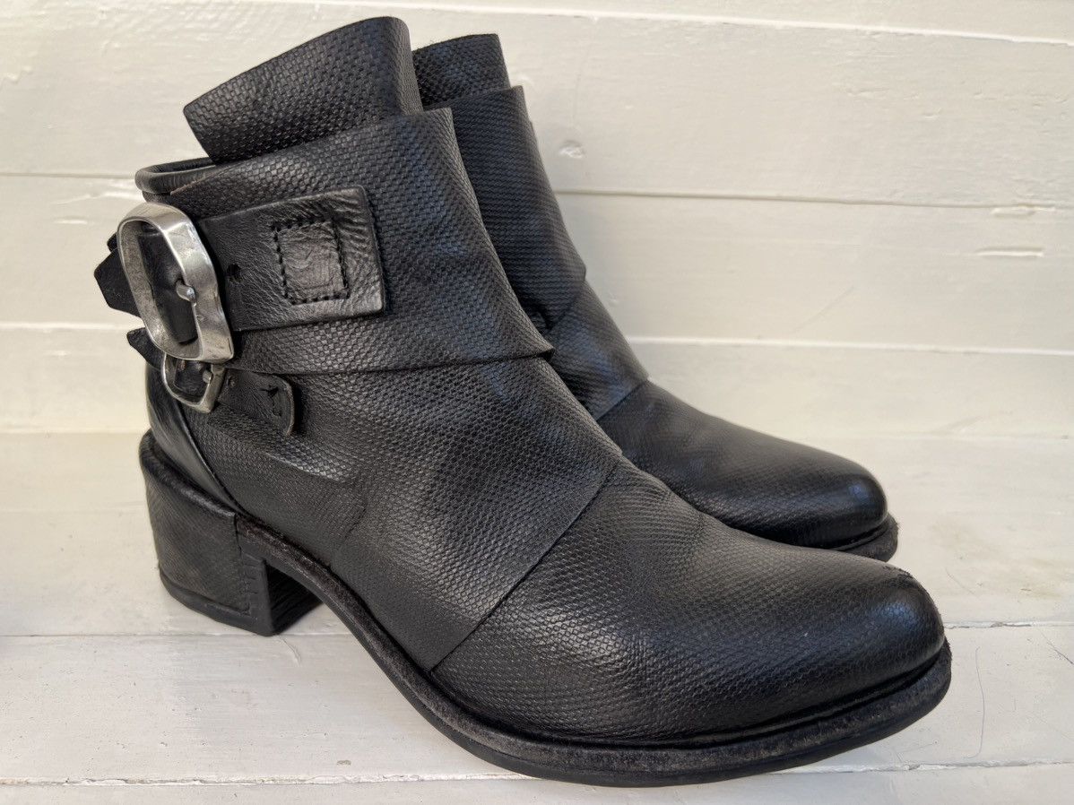 A.S.98 Airstep AS98 Black Leather Suede Boho Biker Ankle Boots Size US 8 / IT 38 - 3 Thumbnail