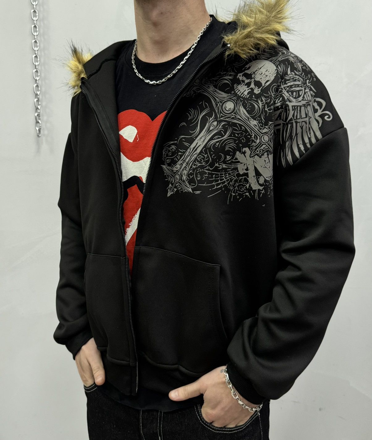Le Grande Bleu (L.G.B.) Archive carti style legrandebleu fur fuzzy gothic hoodie Size US M / EU 48-50 / 2 - 2 Thumbnail