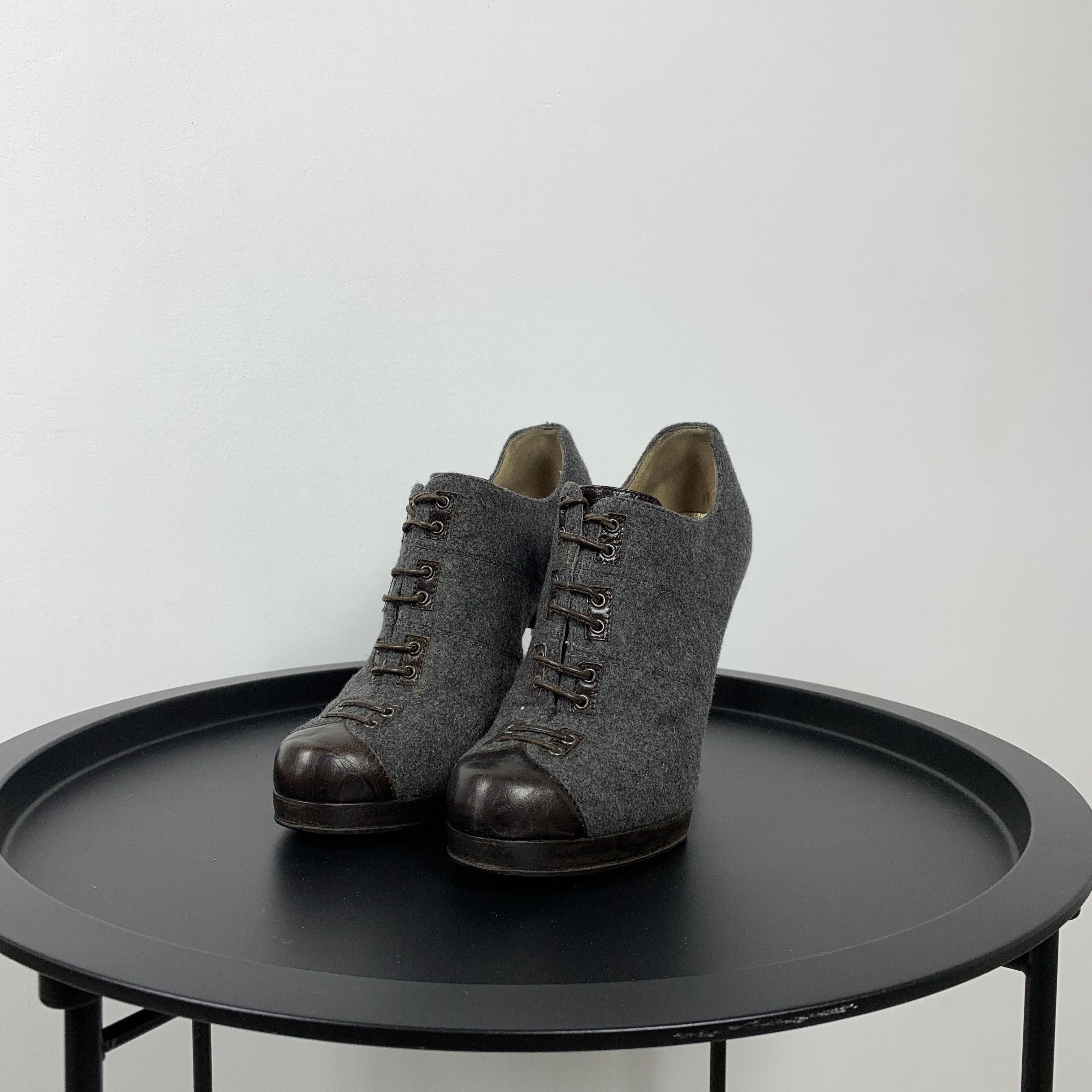Emporio Armani Emporio Armani Grey Womens's Tweed Heels Shoes Size US 7.5 / IT 37.5 - 2 Thumbnail
