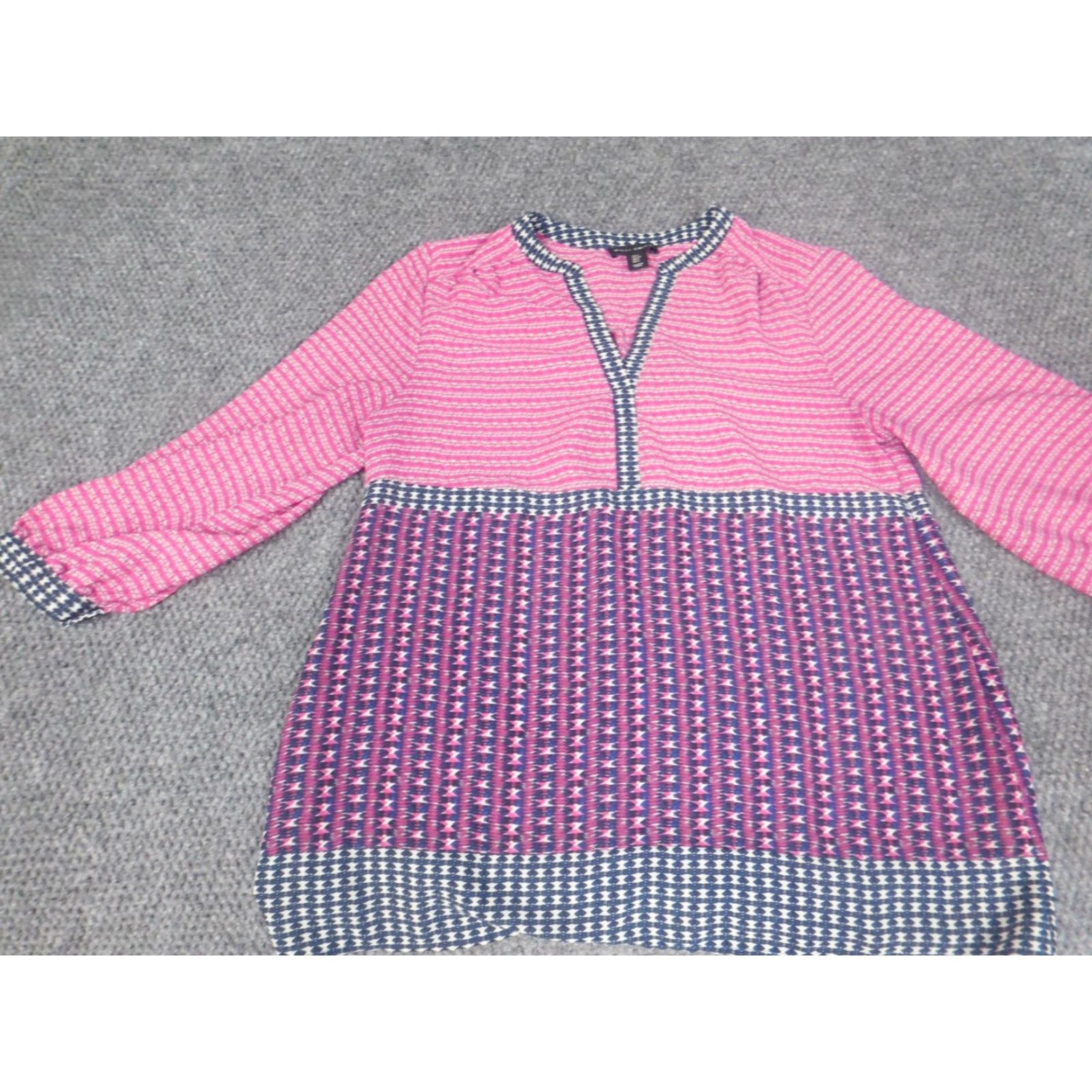 Willi Smith Willi Smith Blouse Womens S Pink Striped Pullover Collared Long Sleeve Button Polyester Regular Stretch Casual Vintage No Size S / US 4 / IT 40 - 3 Thumbnail