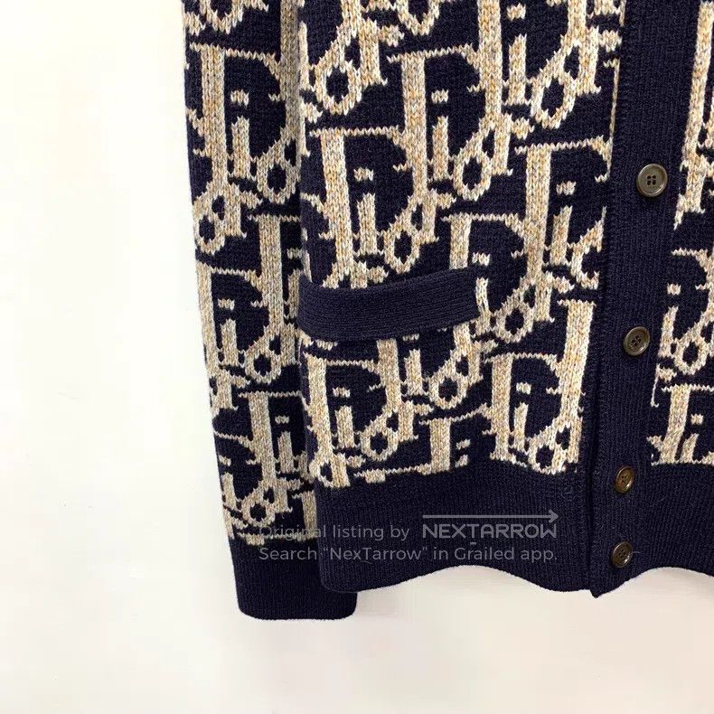 Dior Dior Colour block logo jacquard full-print wool V-neck sin Size US XL / EU 56 / 4 - 4 Thumbnail