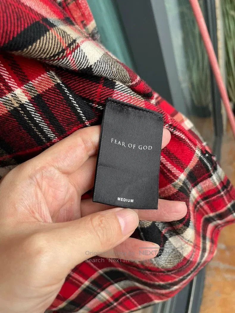 Fear of God FOG Season 5 Red Plaid Denim Collar Shirt. Size US M / EU 48-50 / 2 - 3 Thumbnail
