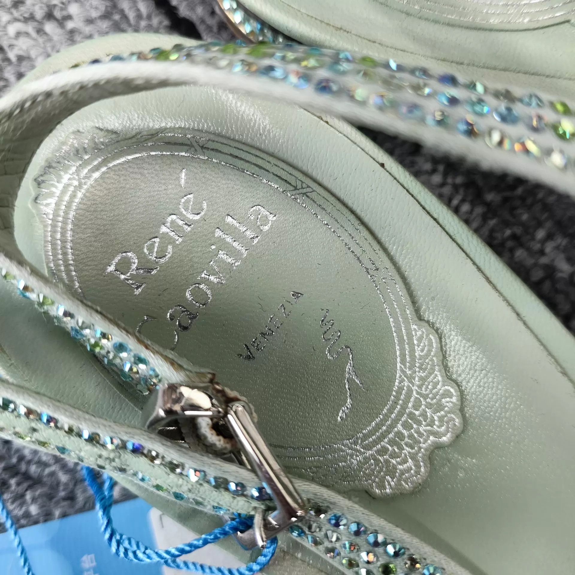 Rene Caovilla RC Rhinestone Flats Women's Green 39.5 Size US 9 / IT 39 - 5 Thumbnail