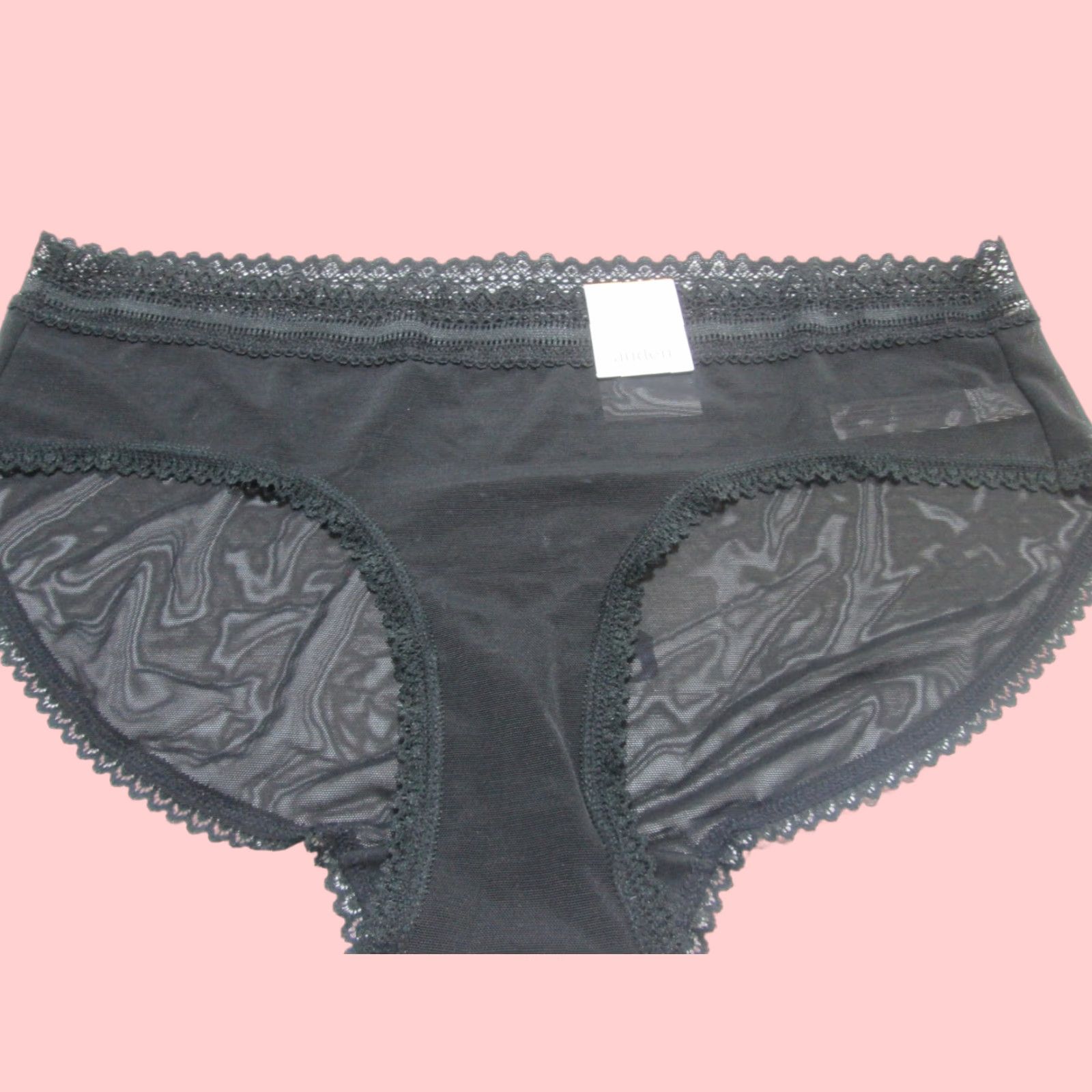 Vintage Auden Sheer Lace Black Thong Panty Women's Size M